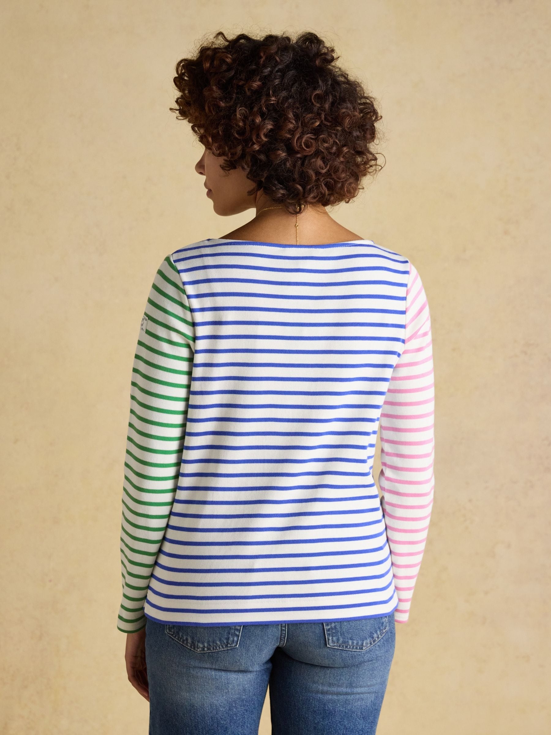 Harbour White Multi Striped Boat Neck Long Sleeve Breton Top