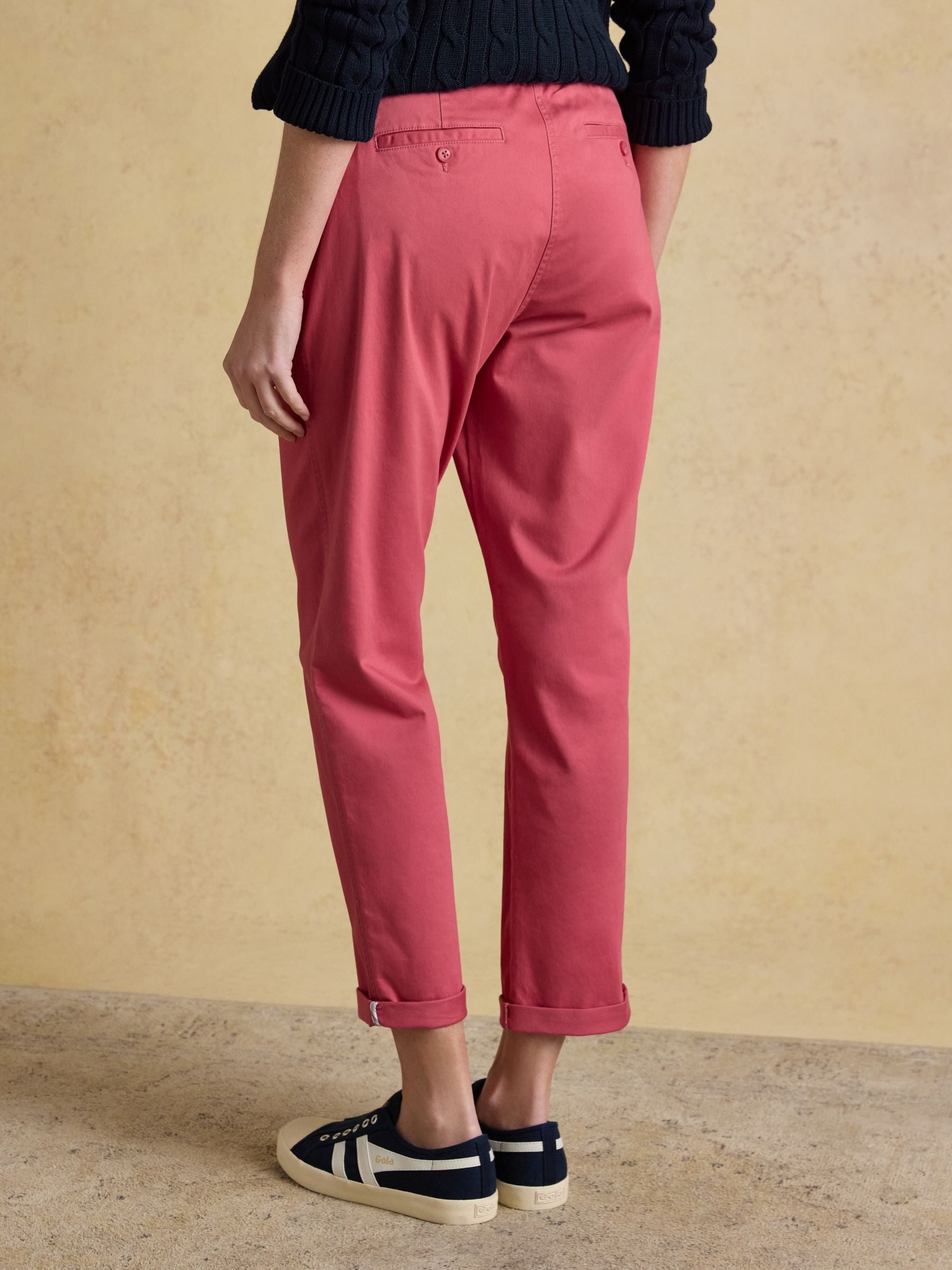 Red Slim Fit Chino Trousers with Elasticated Waist