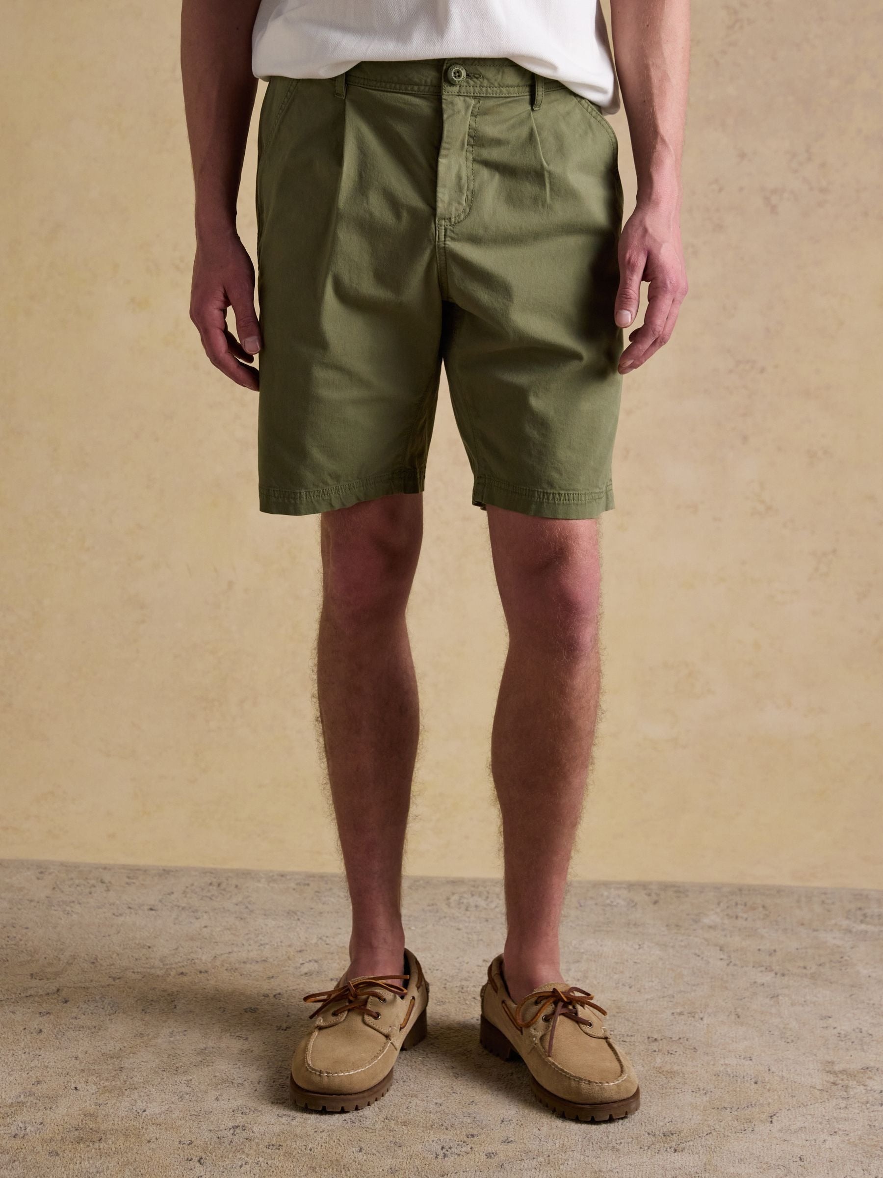 Norfolk Khaki Green Relaxed Fit Chino Shorts
