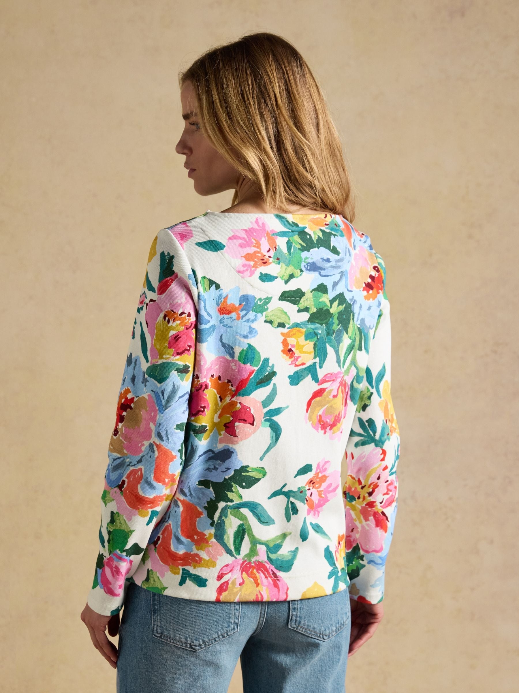 Harbour Artist Floral Printed Boat Neck Breton Top