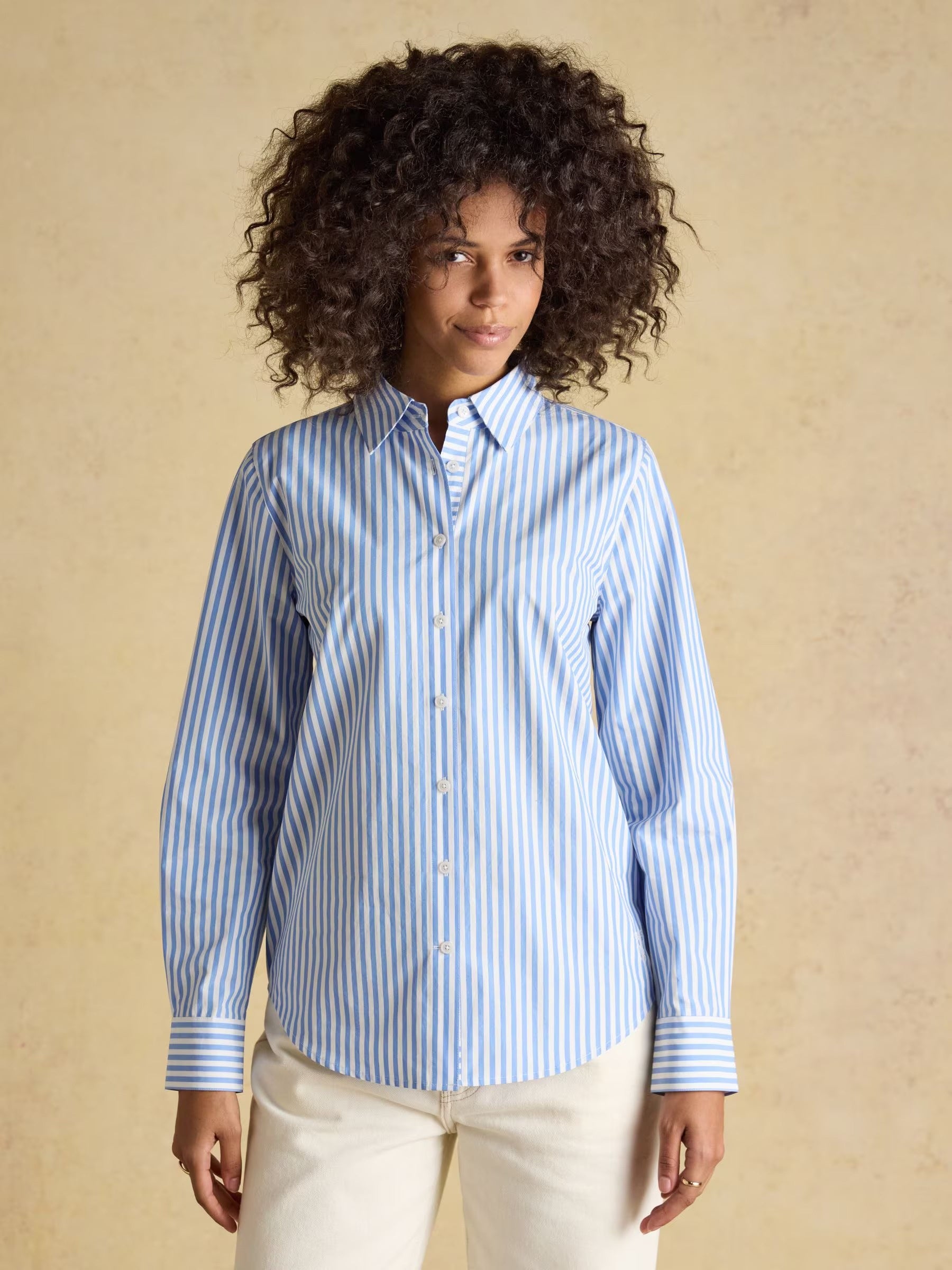 Classic Fit Blue Striped Poplin Shirt