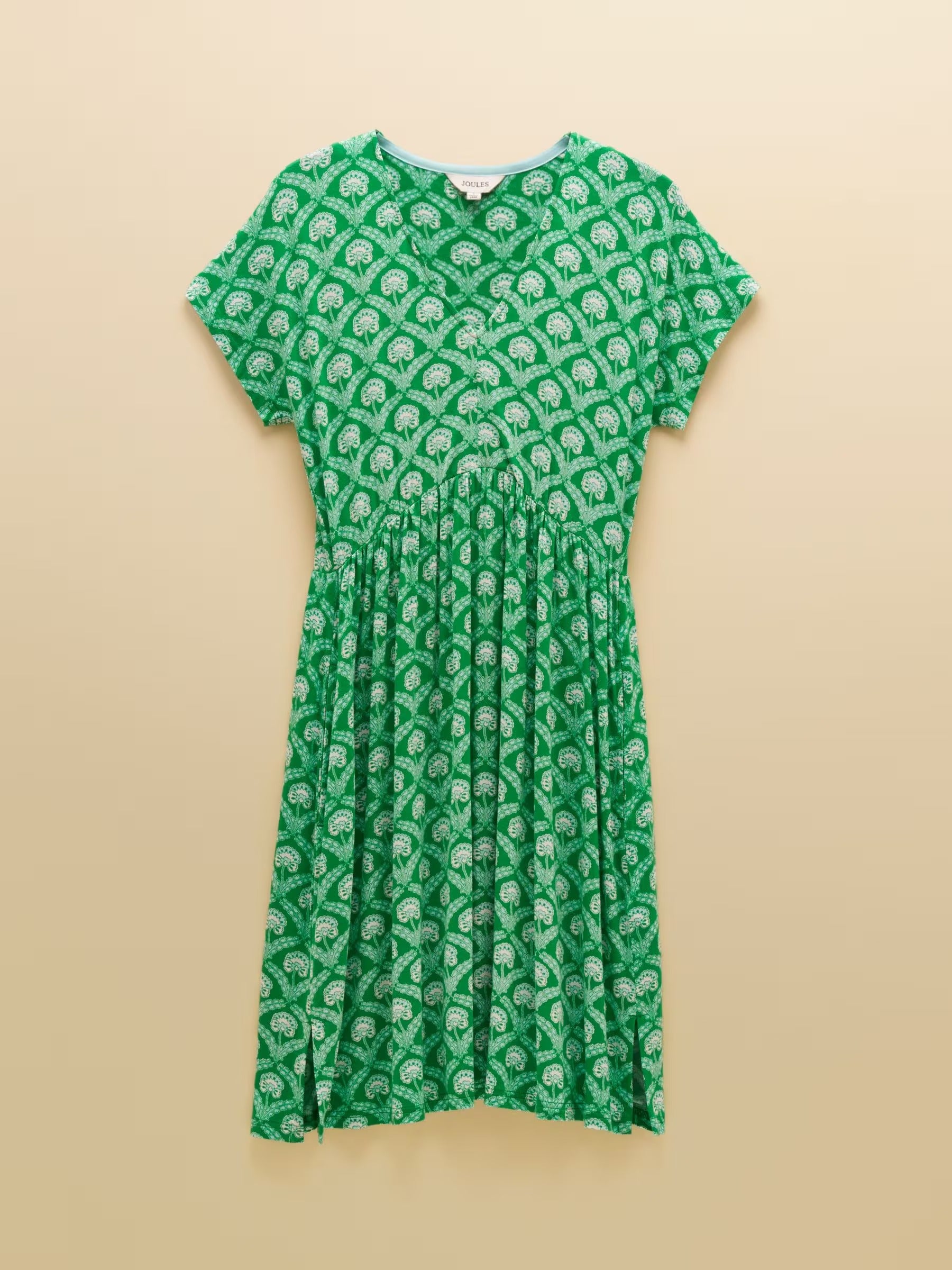 Nia Green & White Foulard Jersey Knee Length Dress
