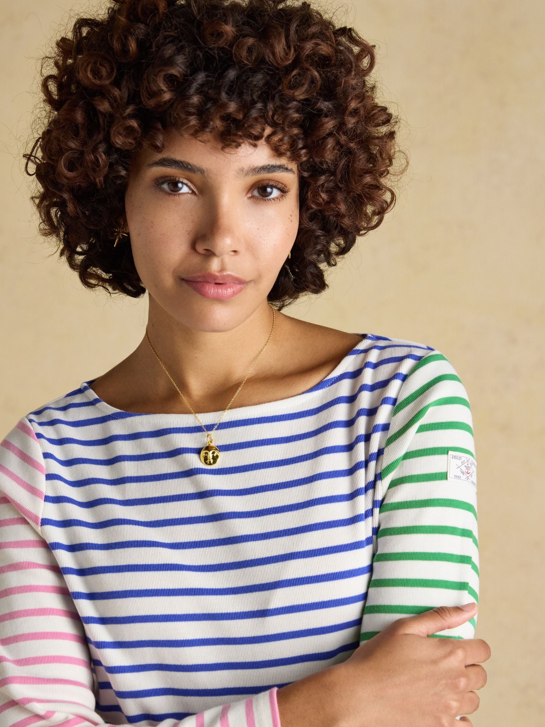 Harbour White Multi Striped Boat Neck Long Sleeve Breton Top