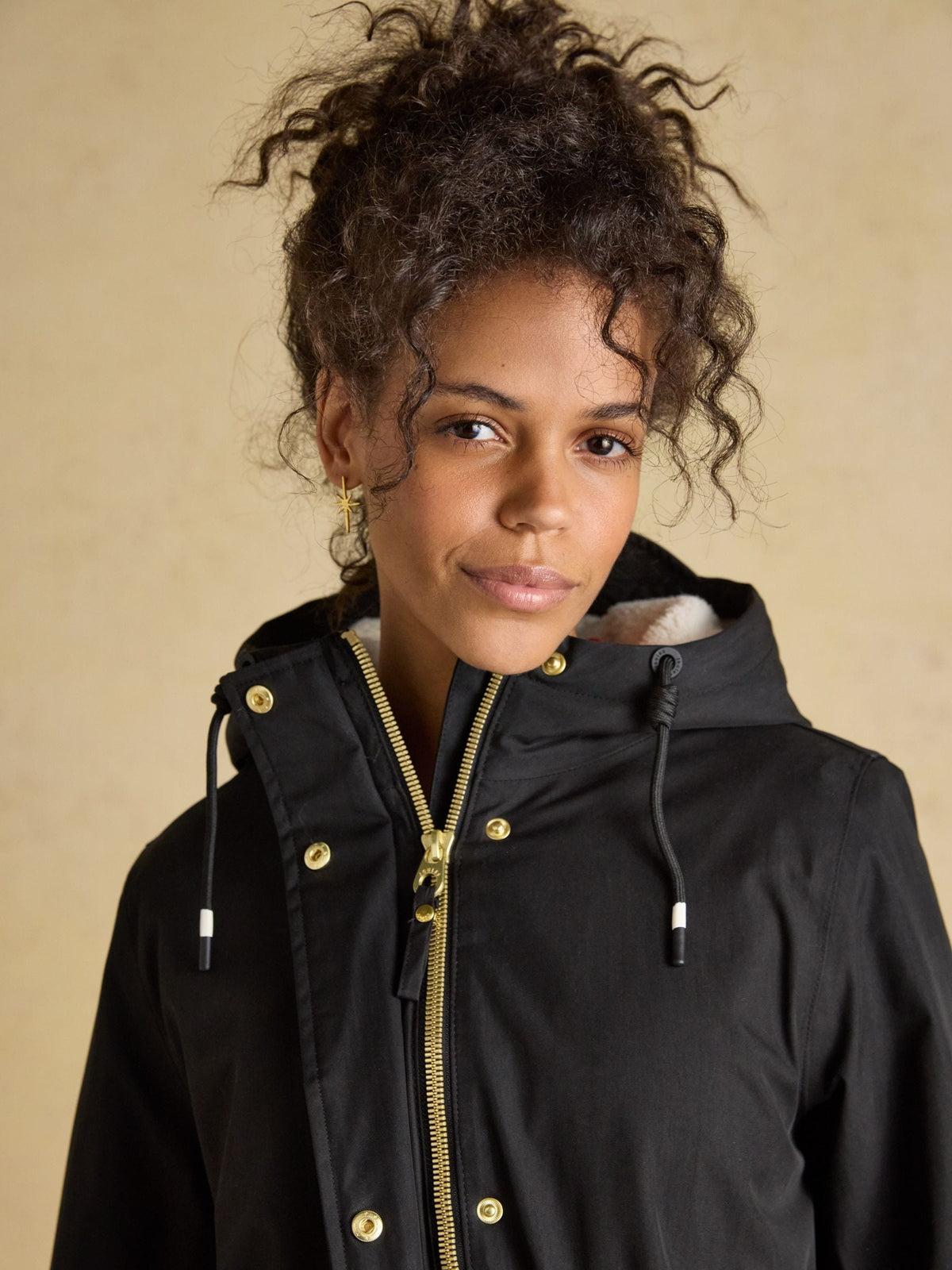 Portwell Cosy Black Fleece Lined Waterproof Raincoat with Hood
