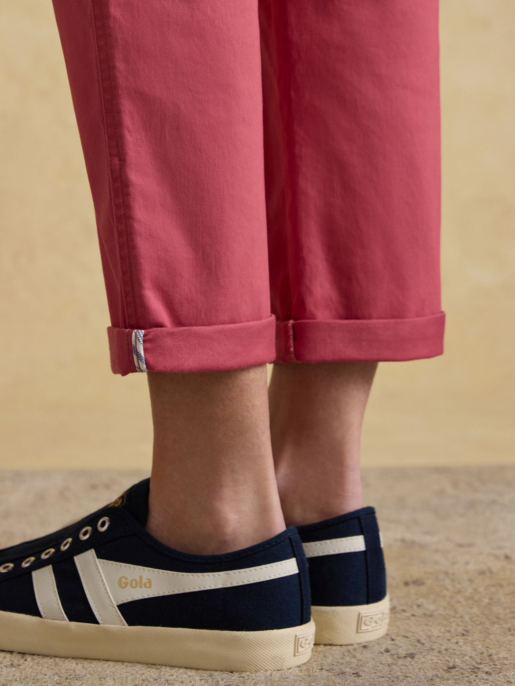 Red Slim Fit Chino Trousers with Elasticated Waist
