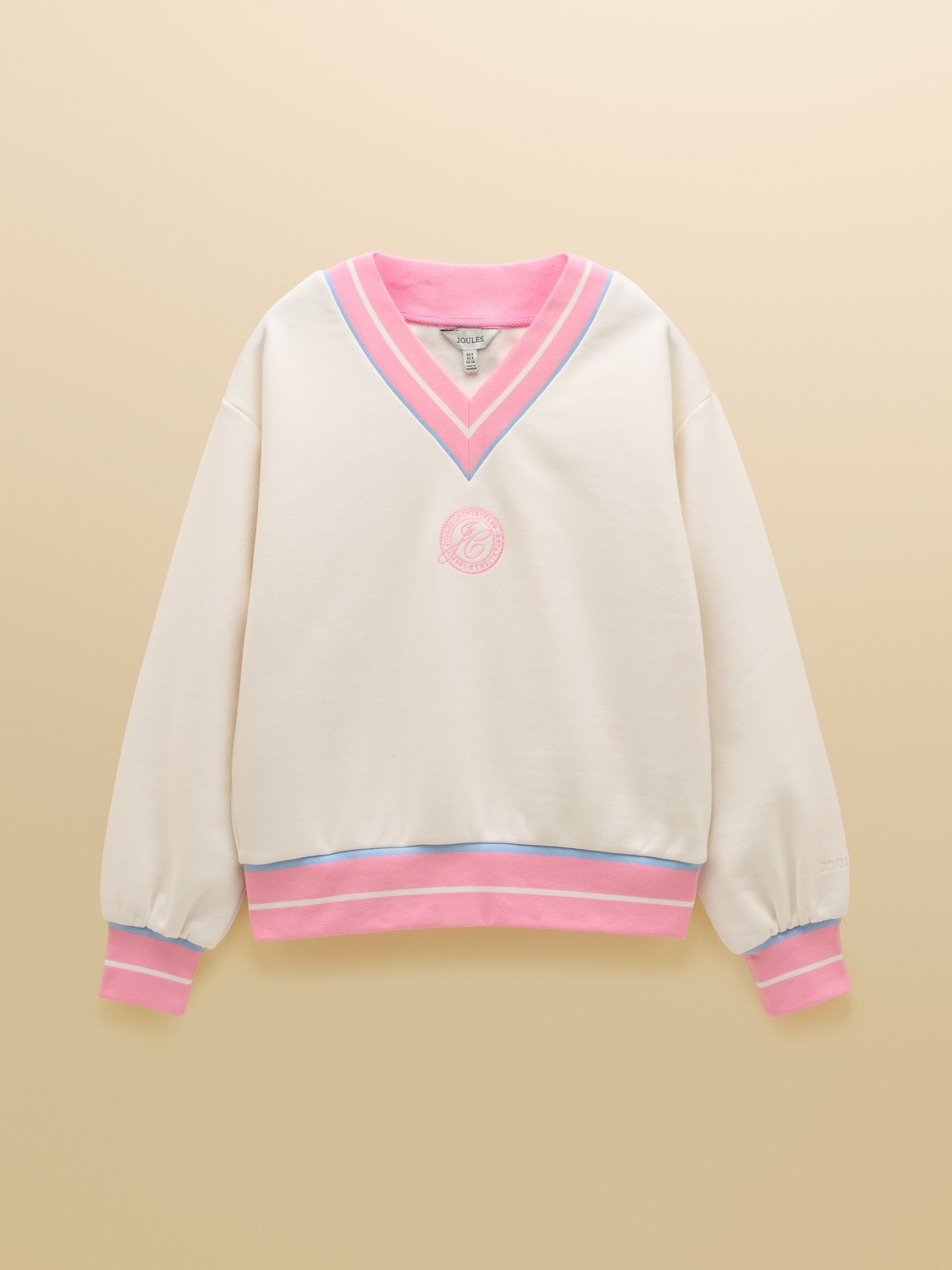 Cream Cotton Rich Embroidered Varsity Sweatshirt