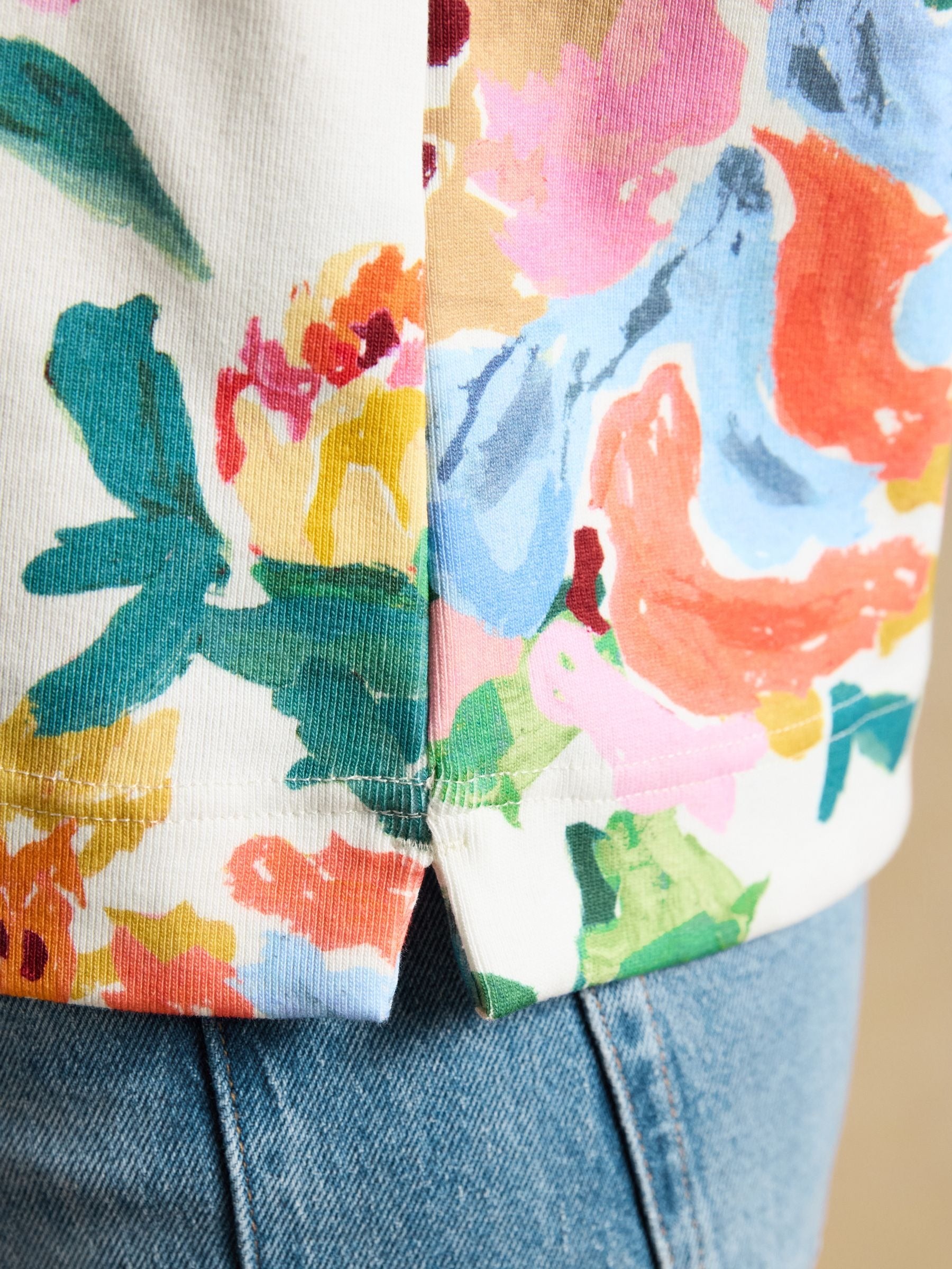 Harbour Artist Floral Printed Boat Neck Breton Top