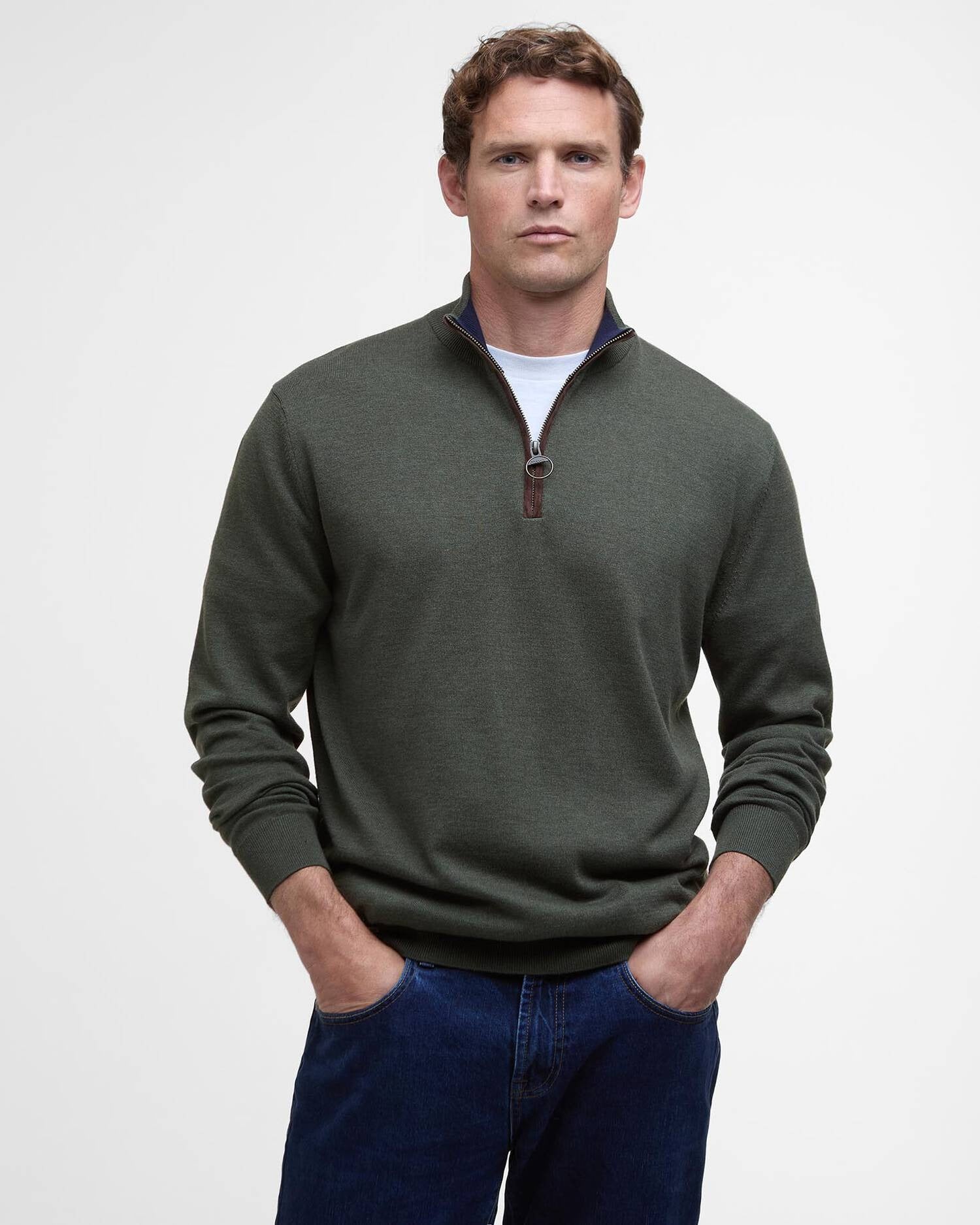 Bayfield Quarter-Zip Jumper - Mid Olive