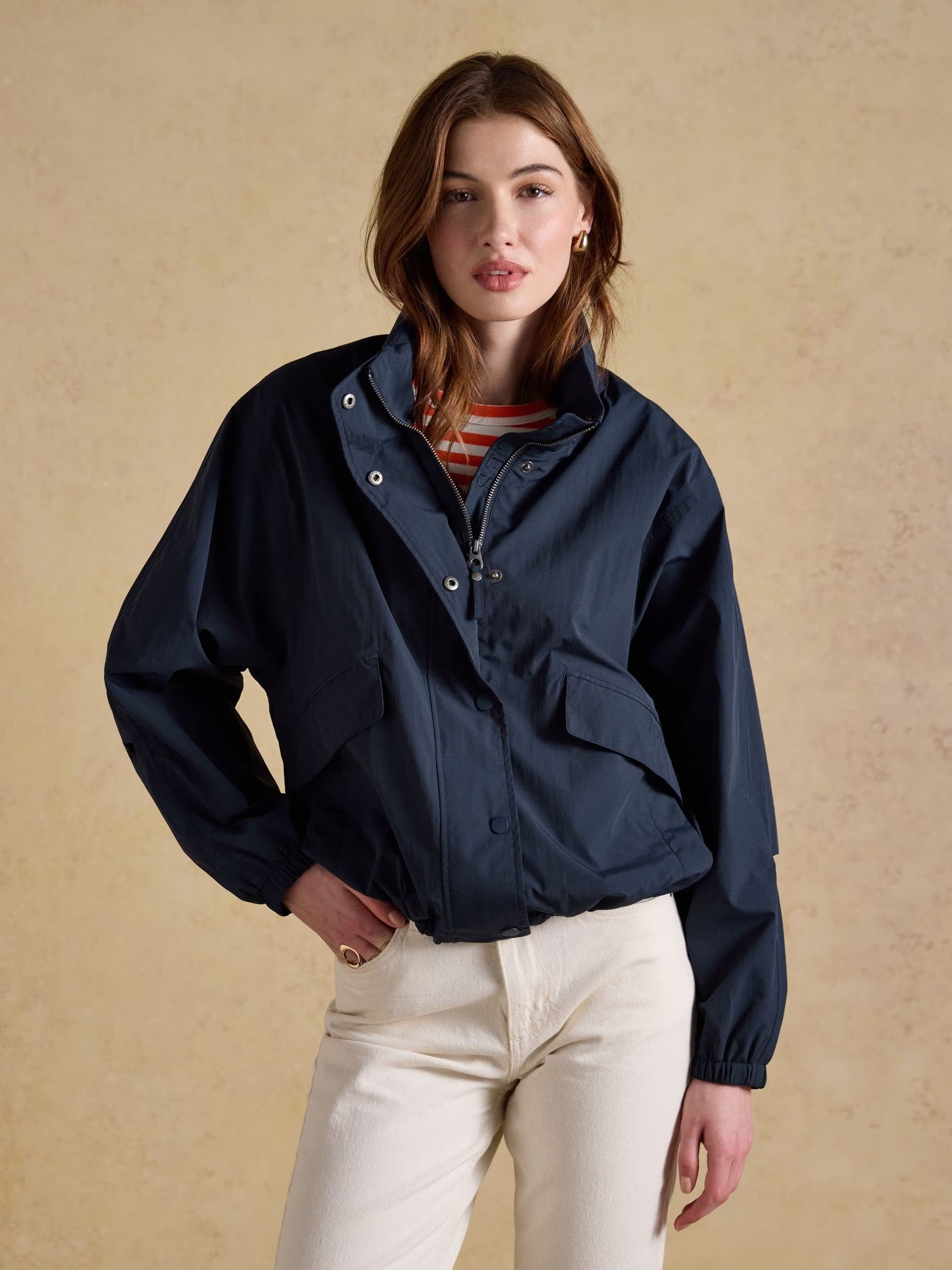 Hove Navy Waterproof Windbreaker Jacket