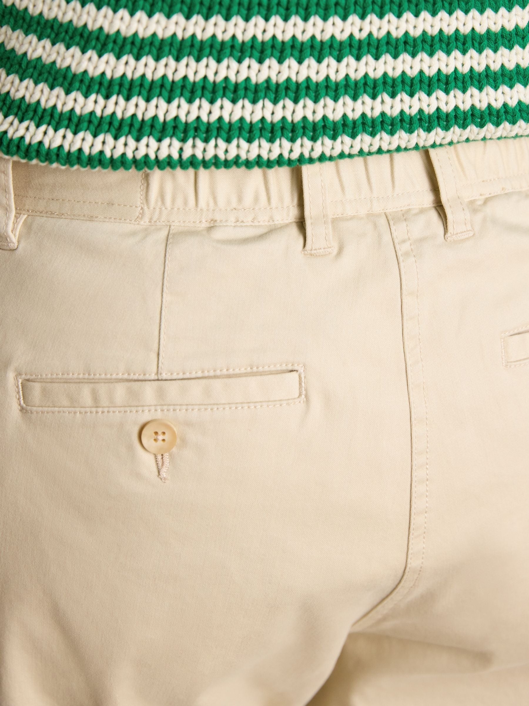 Sand Slim Fit Chino Trousers with Elasticated Waist