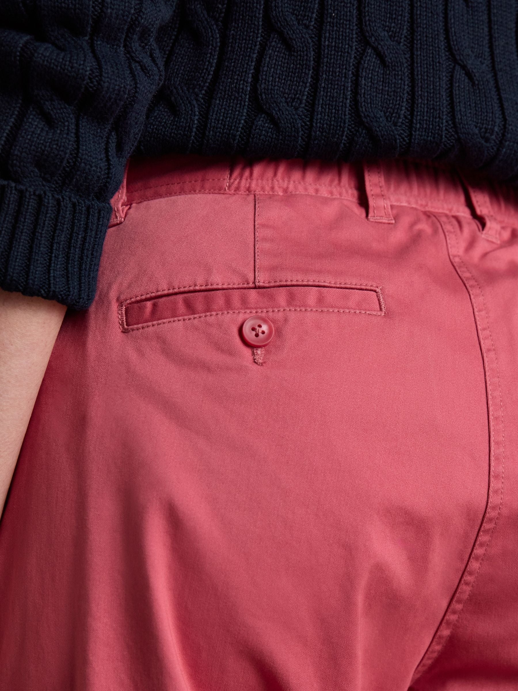 Red Slim Fit Chino Trousers with Elasticated Waist