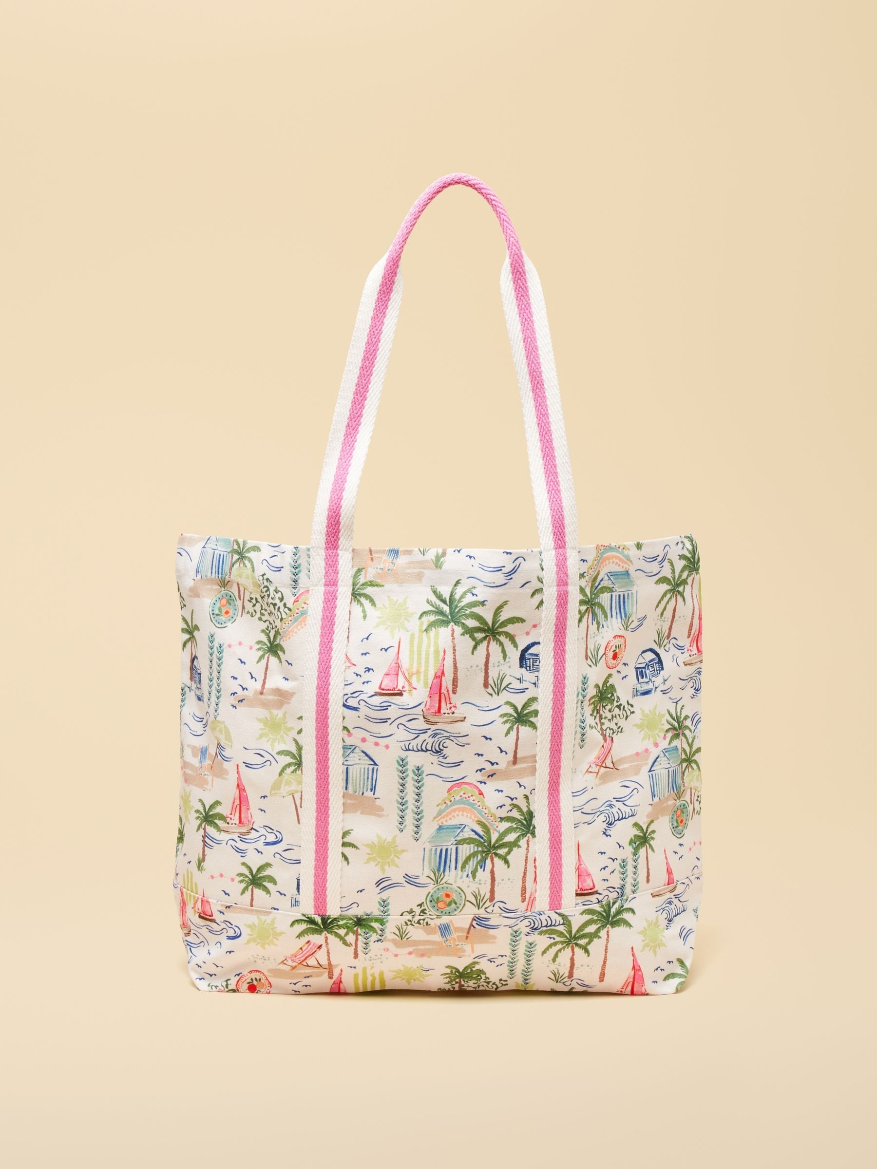 Promenade Palm Print Canvas Tote Bag