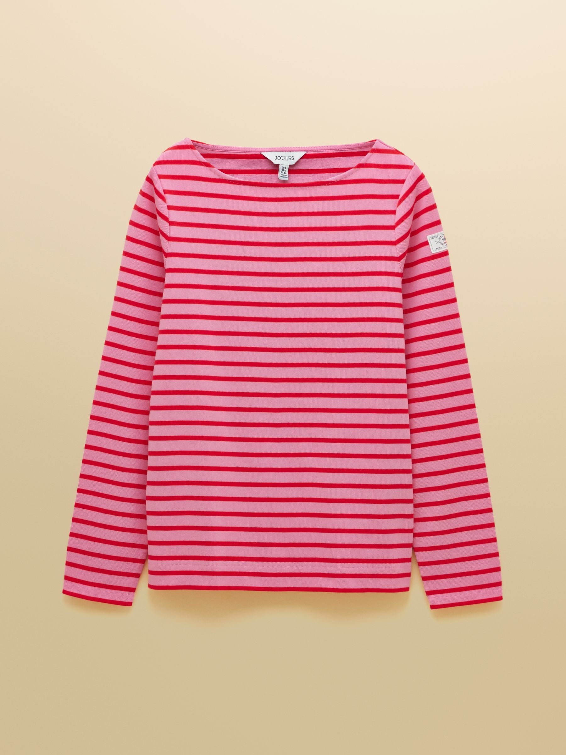 Harbour Pink & Red Long Sleeve Striped Boat Neck Long Sleeve Breton Top
