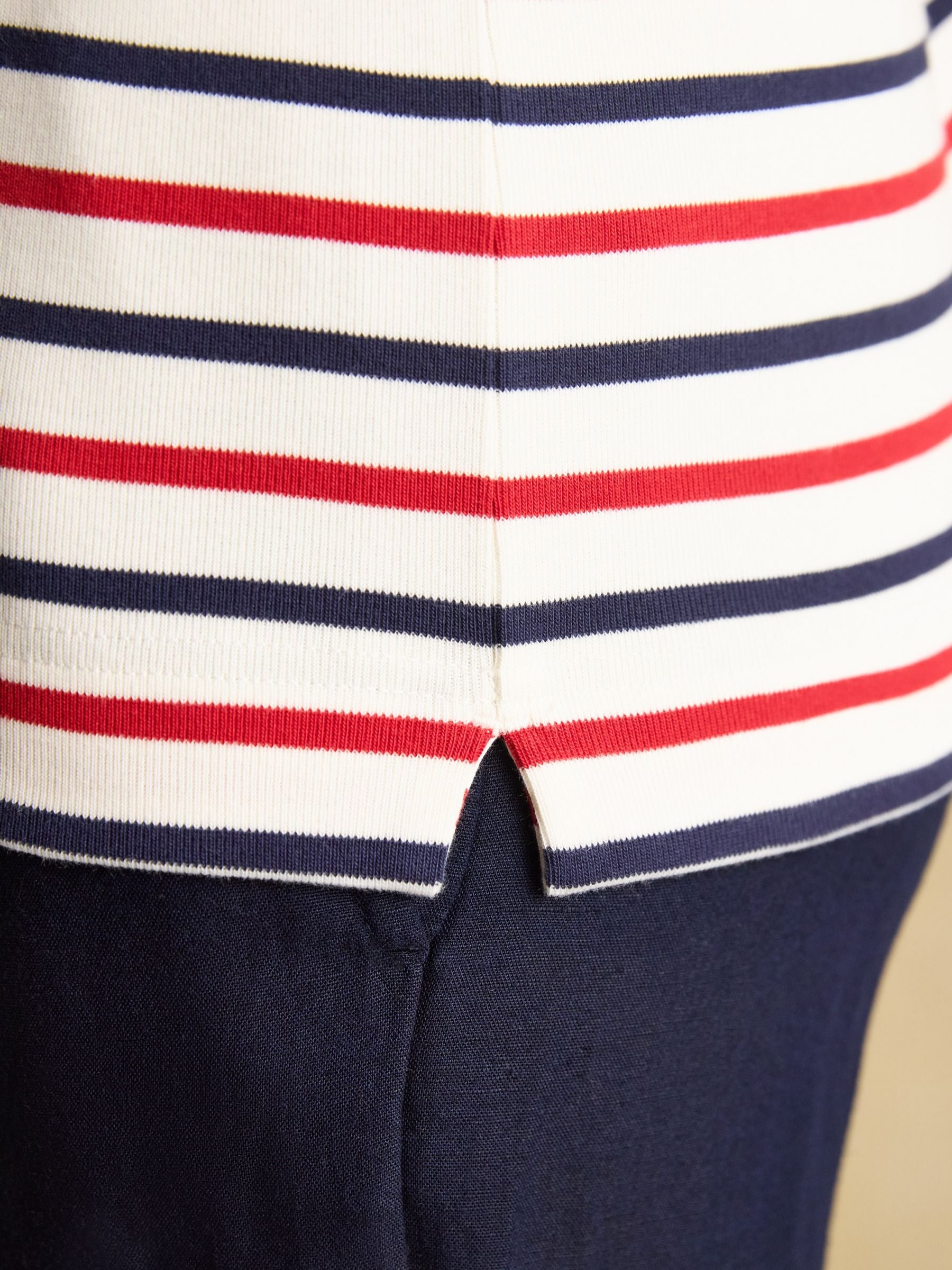 Harbour Navy & Red Striped Boat Neck Long Sleeve Breton Top