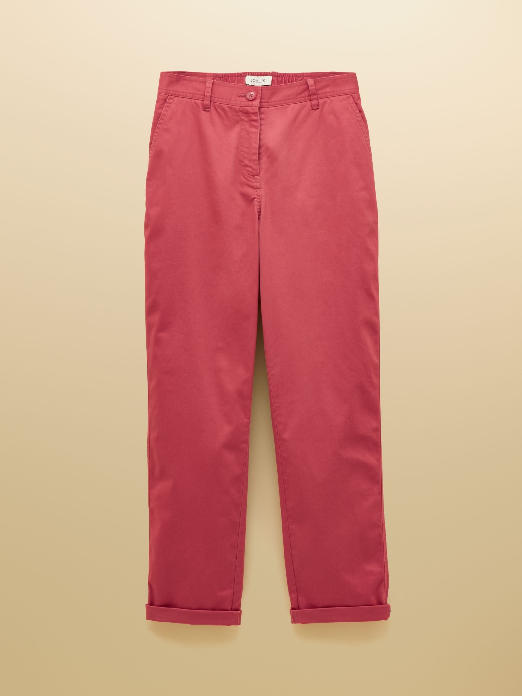 Red Slim Fit Chino Trousers with Elasticated Waist
