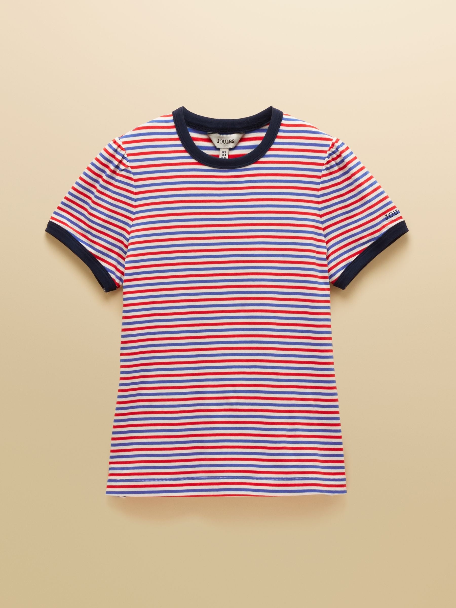 Erin Blue Red Stripe Short Sleeve Jersey T-Shirt