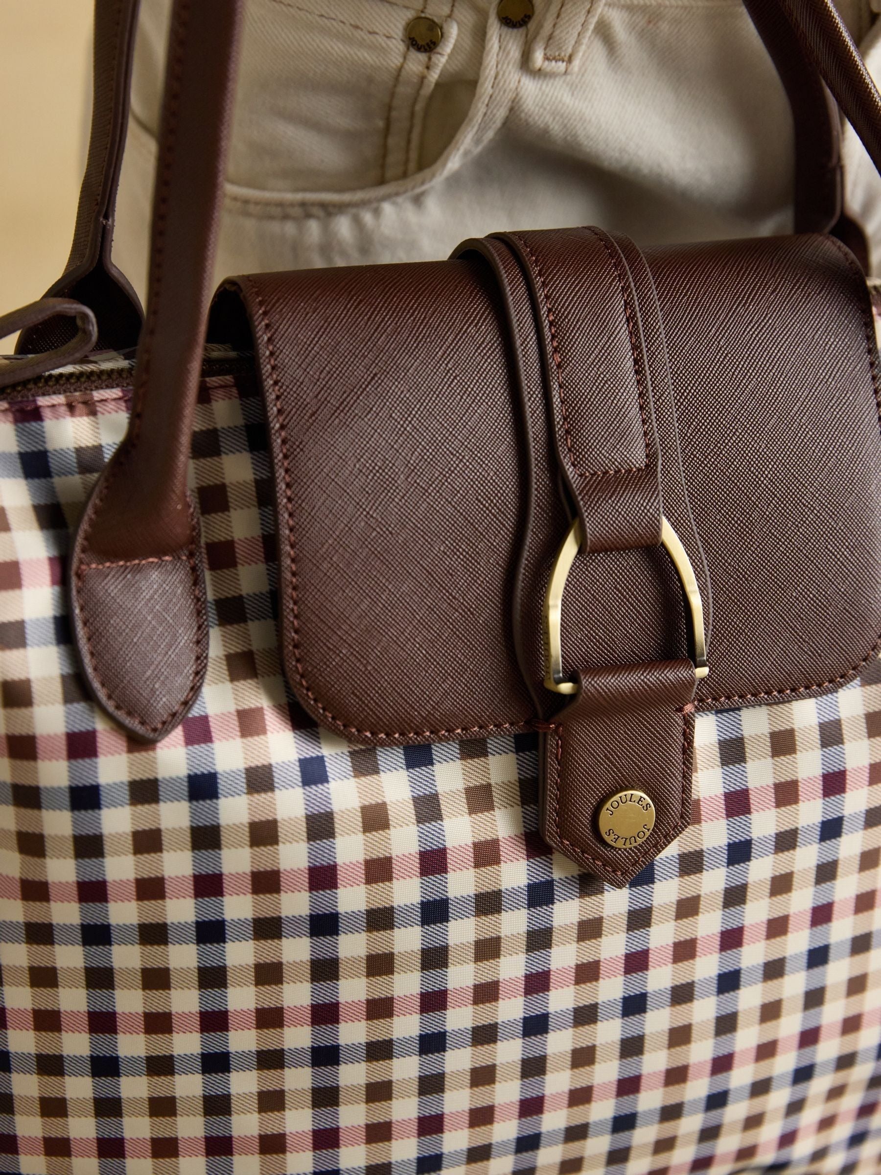 Edie Gingham Tote Shoulder Bag