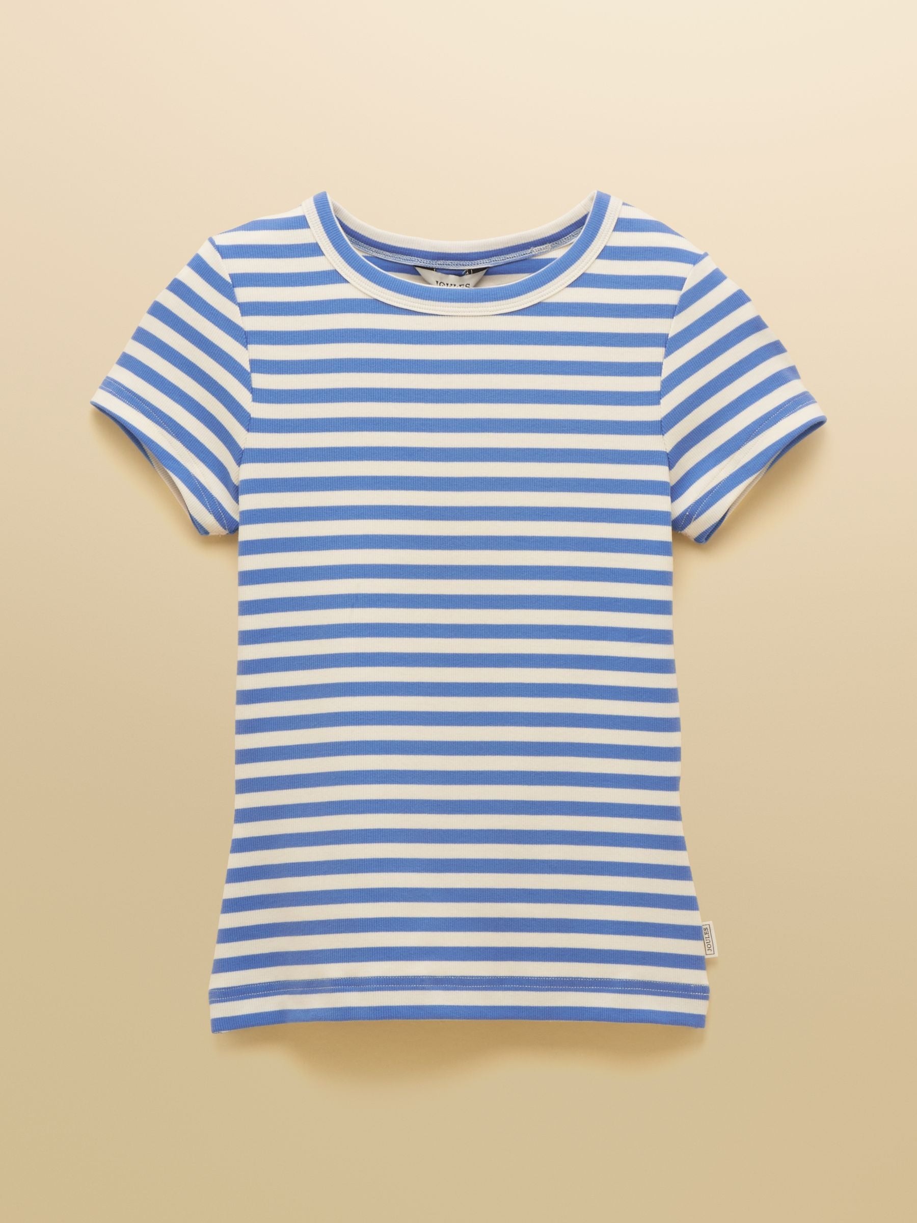 Sophie Blue Striped Short Sleeve Ribbed Fitted T-Shirt