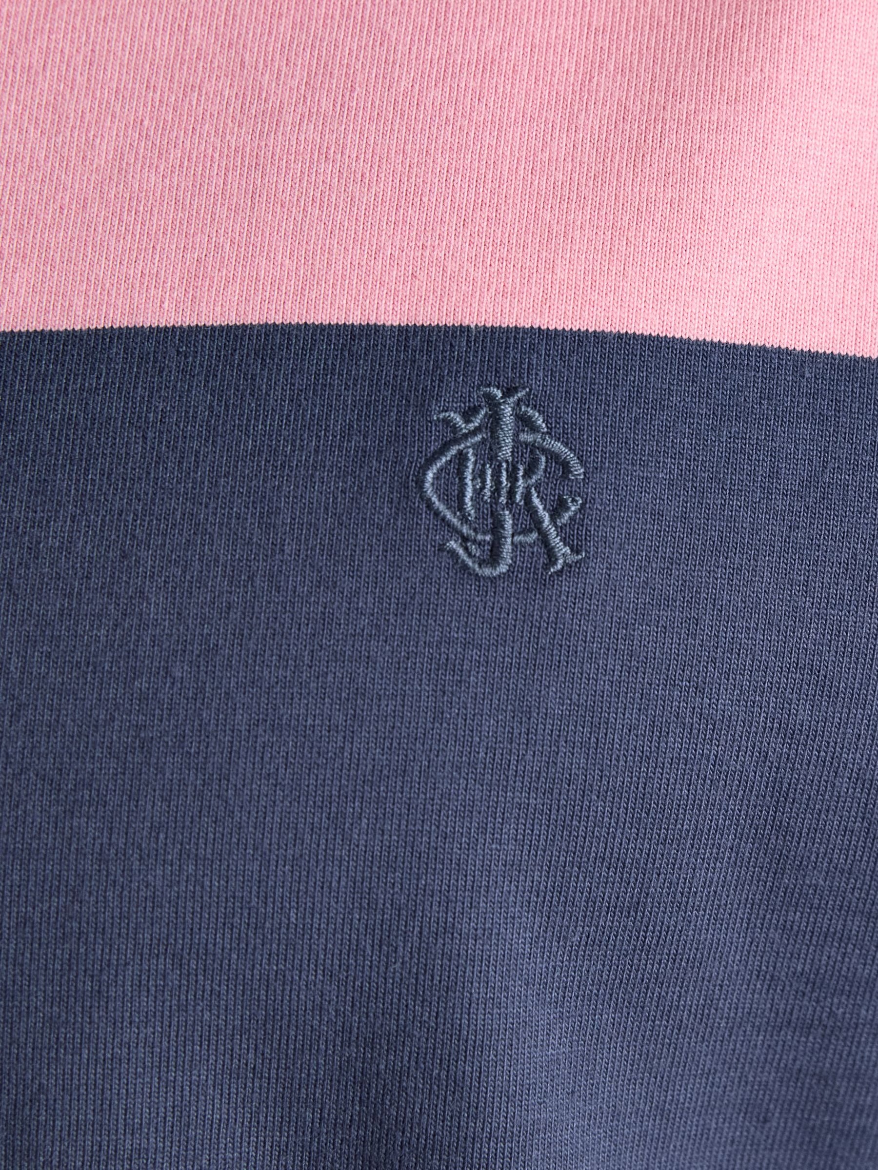 Rugby Club Pink & Blue Striped Crew Neck Cotton T-Shirt