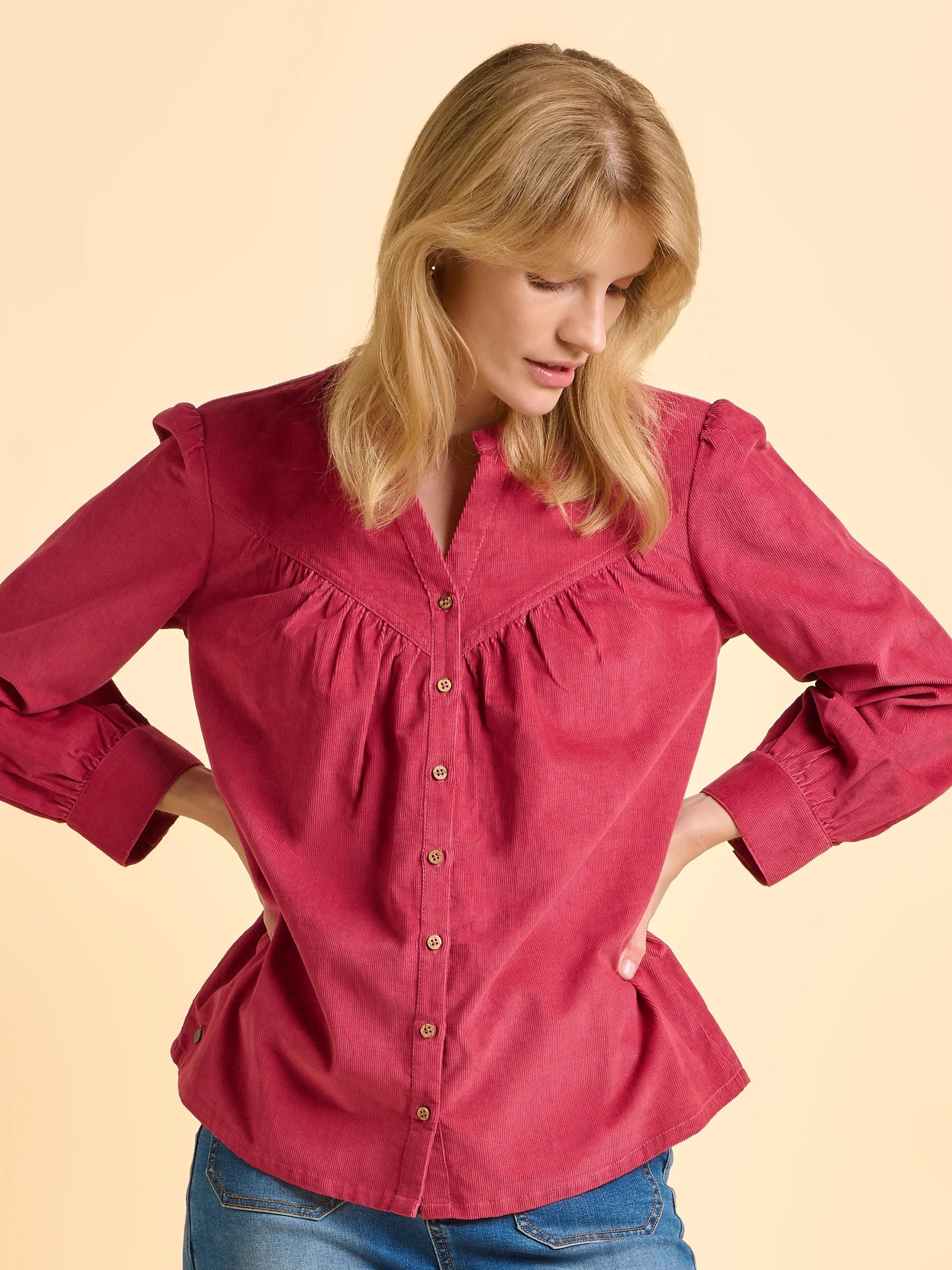 Lindsay Cord Blouse - Pink