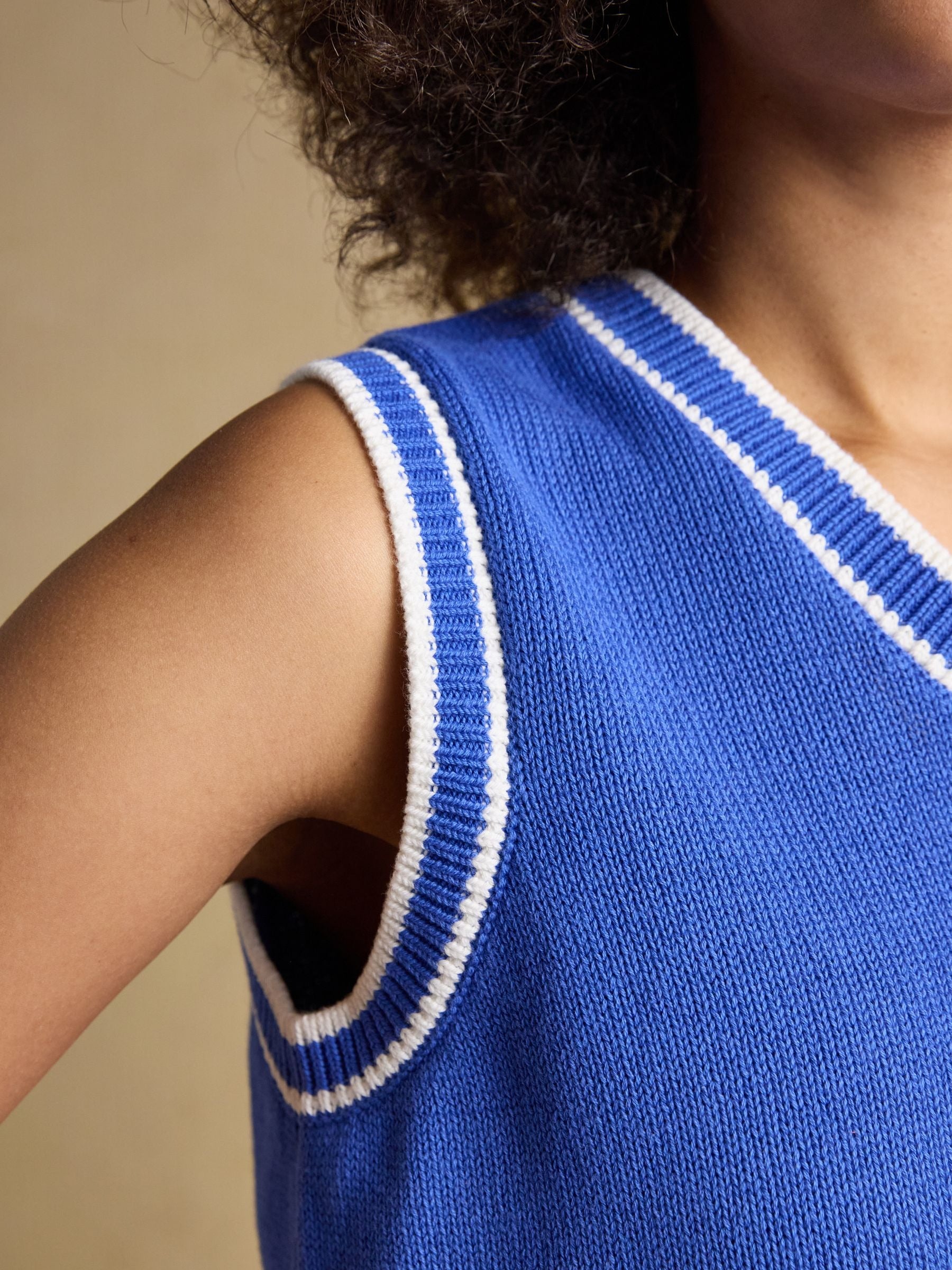 Jonty Fox Blue Intarsia Knitted Cotton Vest