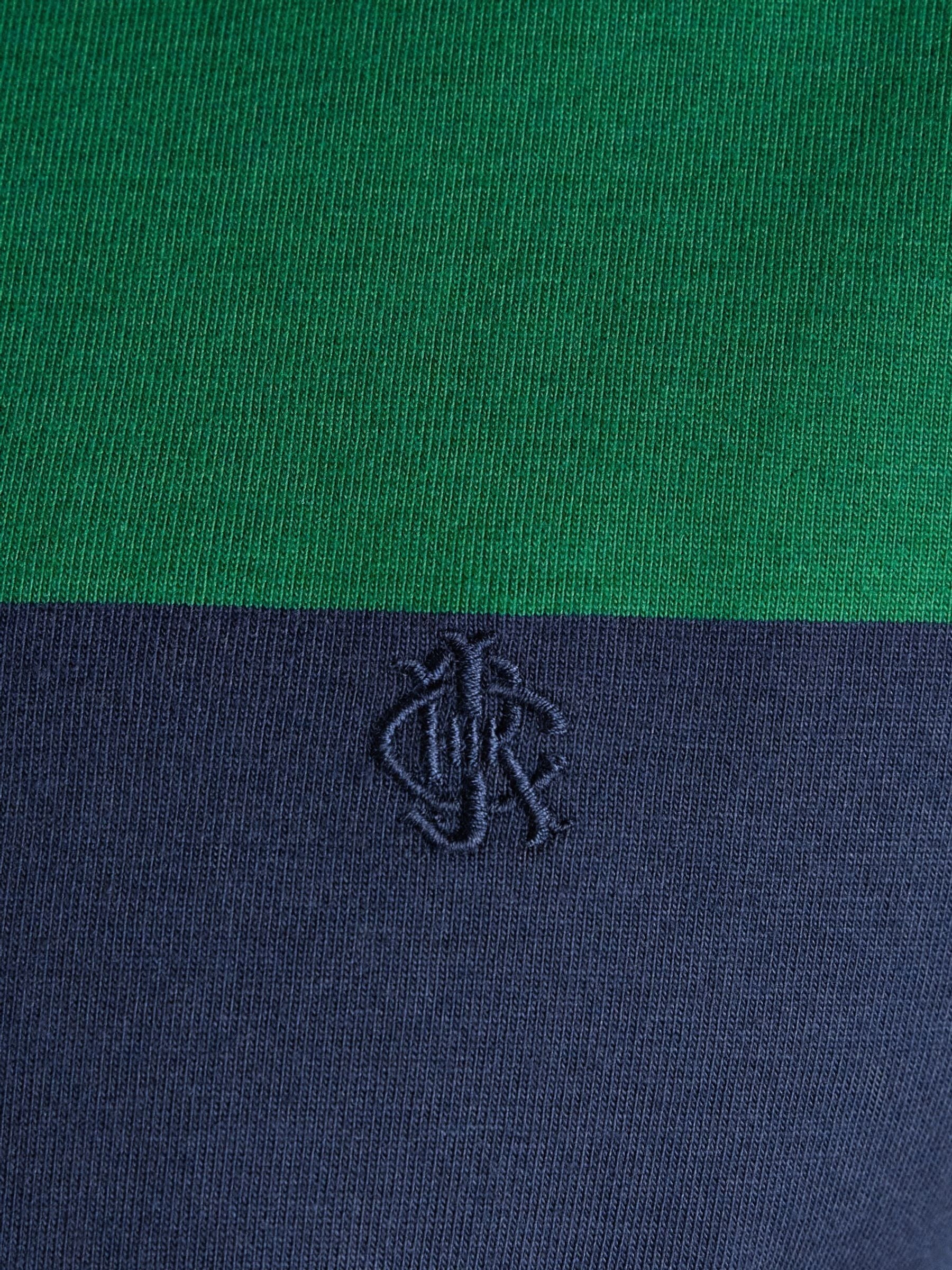 Rugby Club Green & Navy Striped Crew Neck Cotton T-Shirt