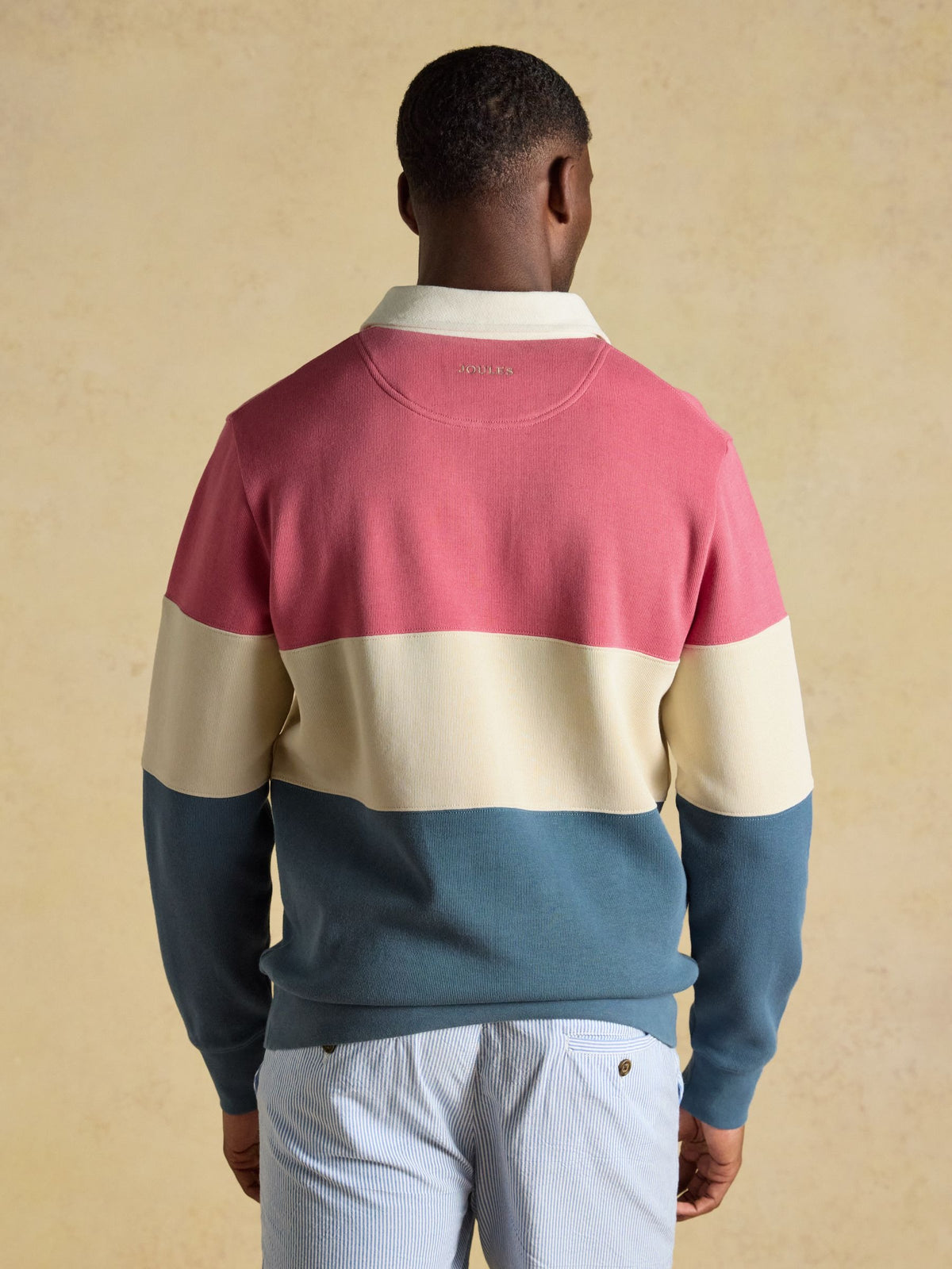 Blue & Pink French Rib Long Sleeve Rugby Shirt