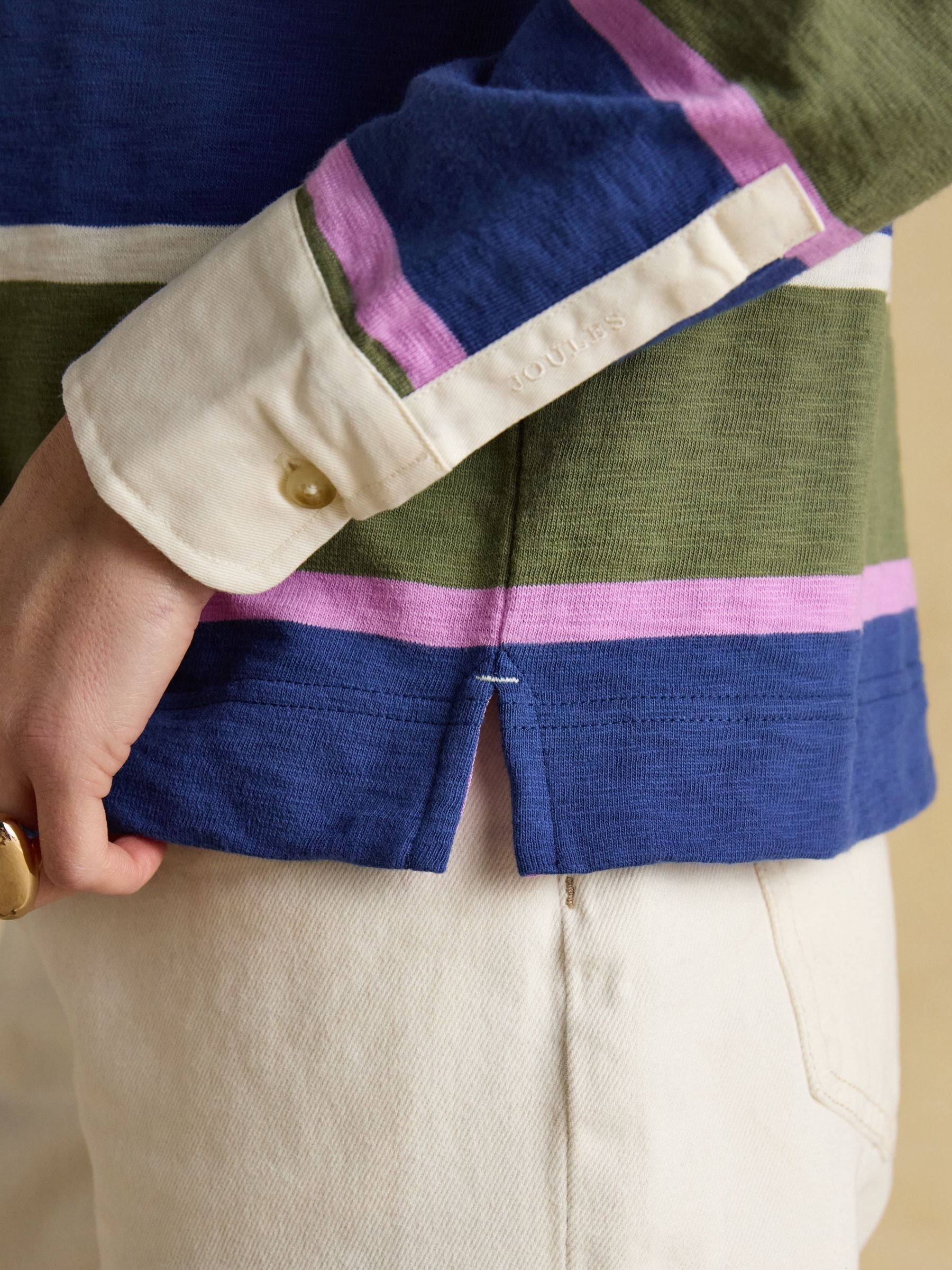 Lara Blue & Green Stripe Boxy Fit Rugby Shirt