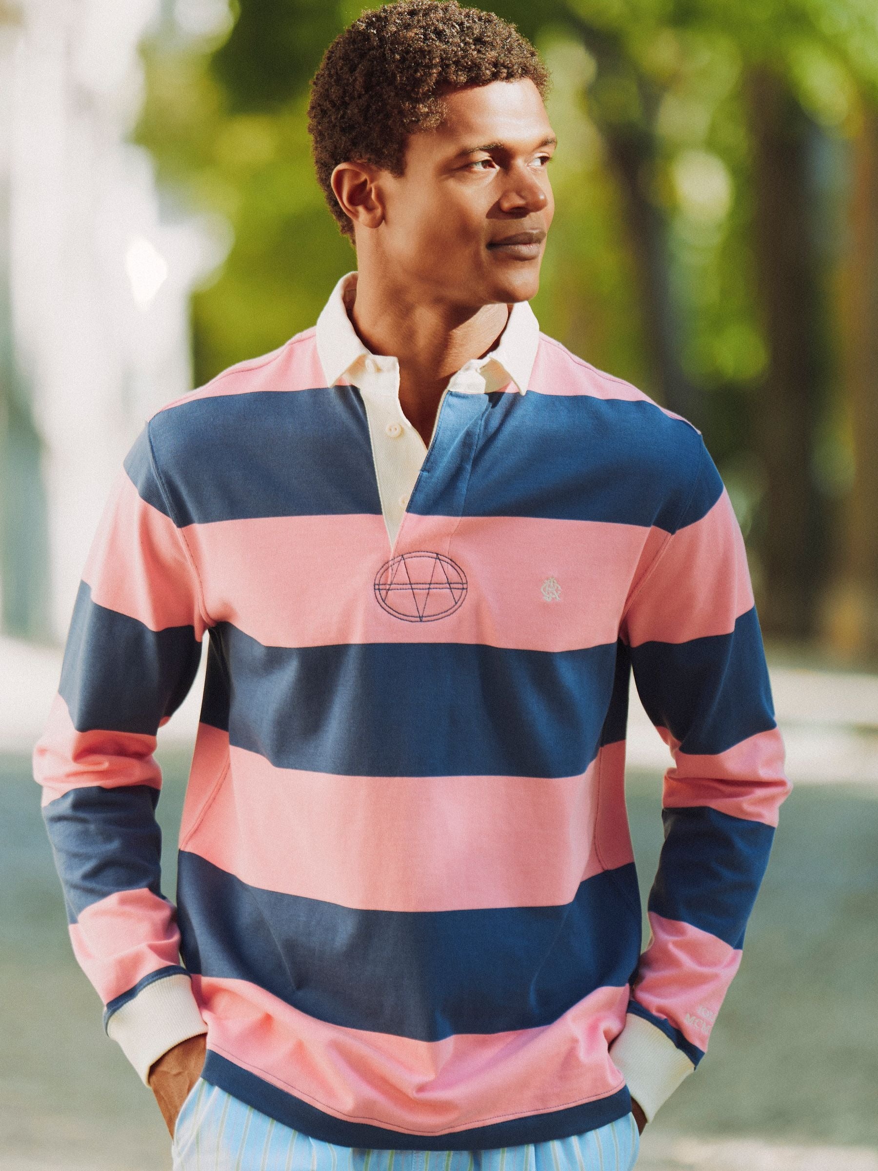 Pink/Blue Striped Long Sleeve Rugby Shirt