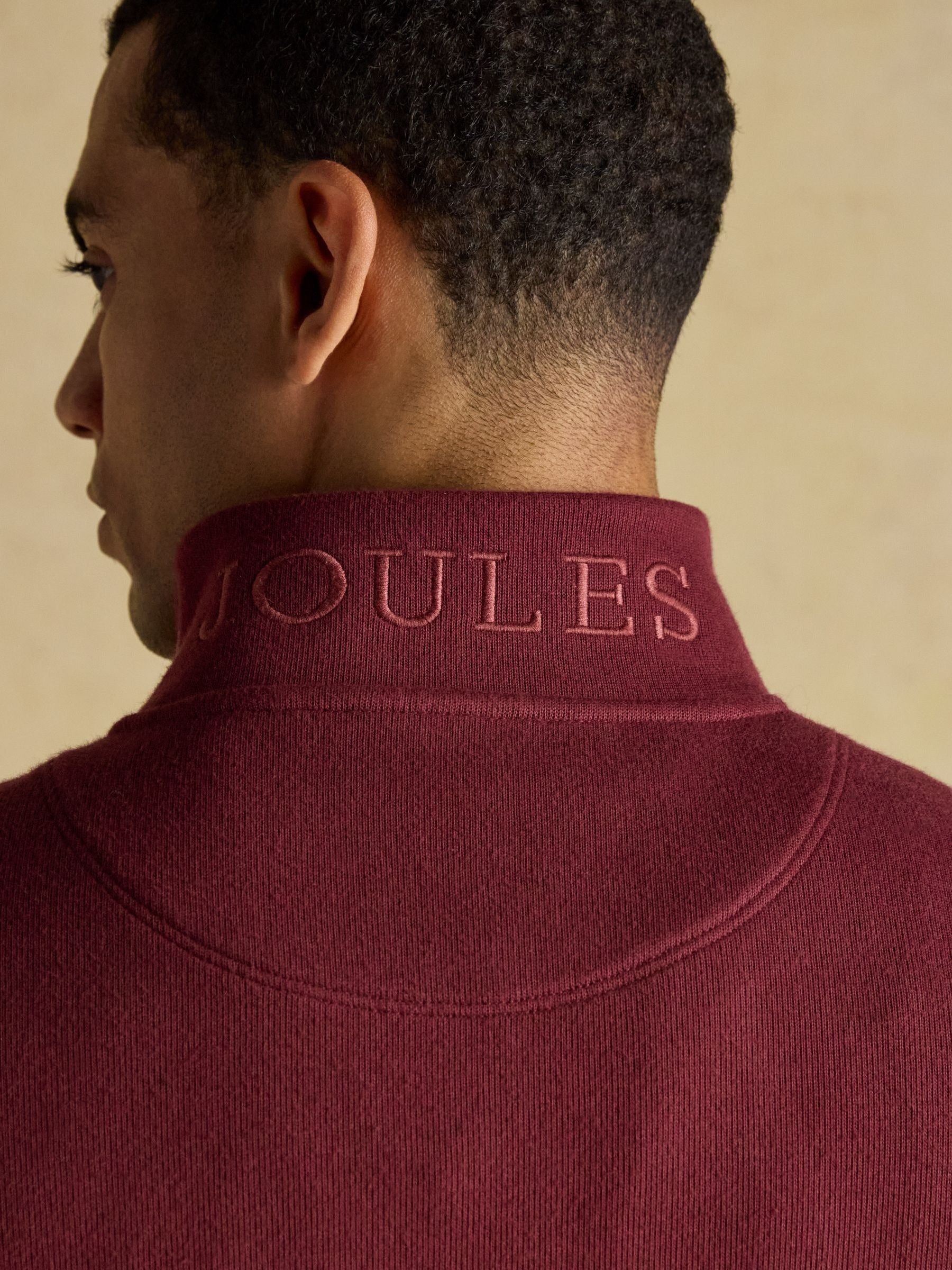 Burgundy Red Alistair French Ribbed Knit Quarter Zip Sweatshirt