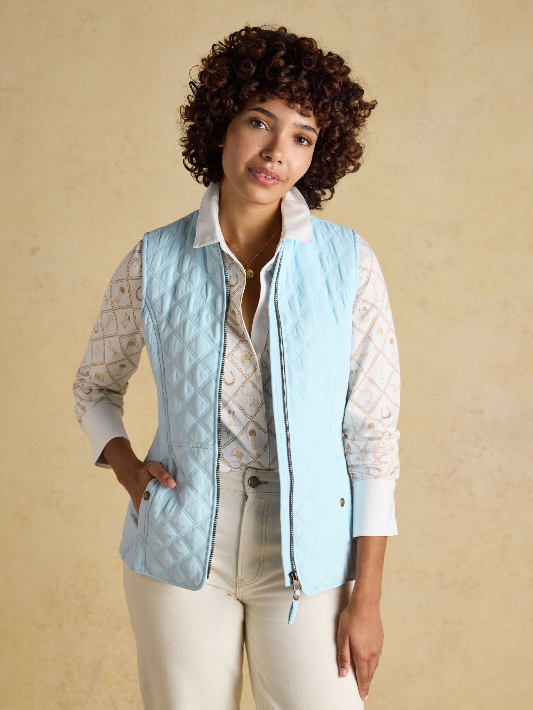 Minx Blue Showerproof Diamond Quilted Gilet