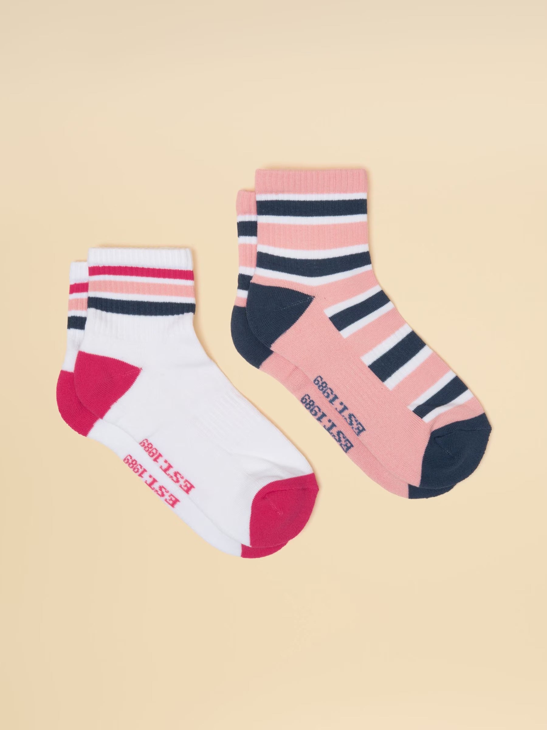 Women's Volley Pink Blue Tennis Sock 2 Pack (size 4-8)