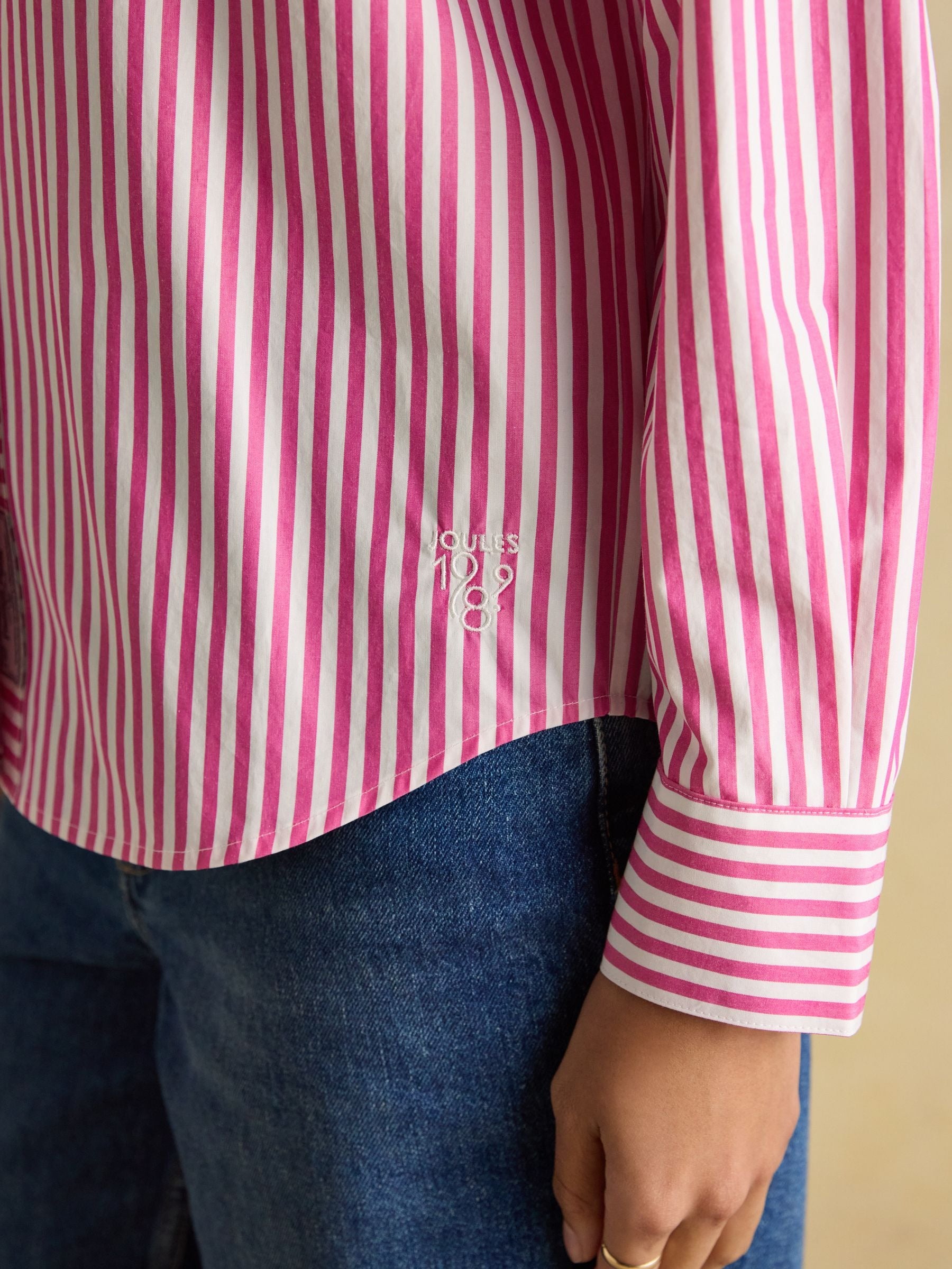 Classic Fit Pink Striped Poplin Shirt
