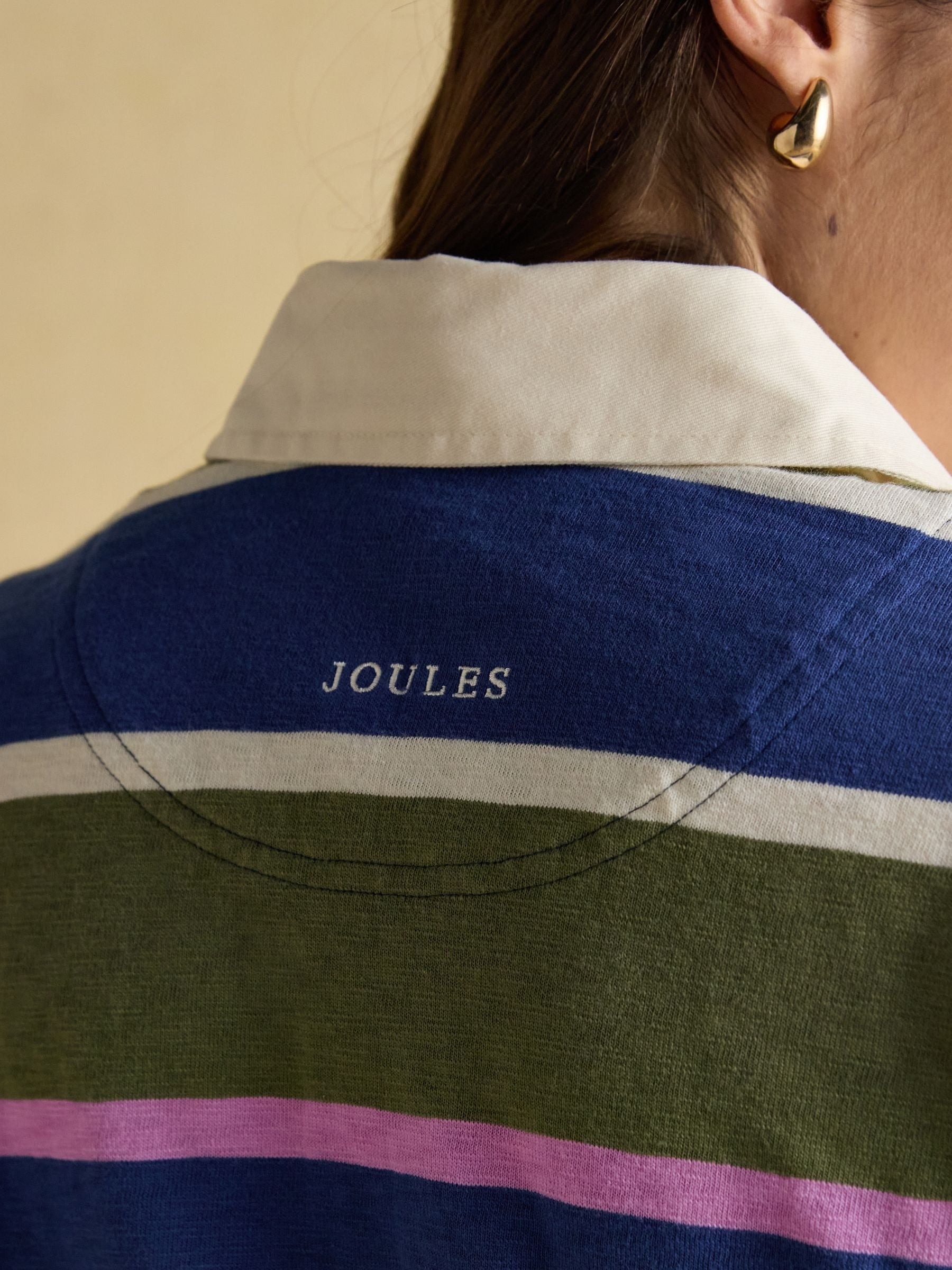 Lara Blue & Green Stripe Boxy Fit Rugby Shirt