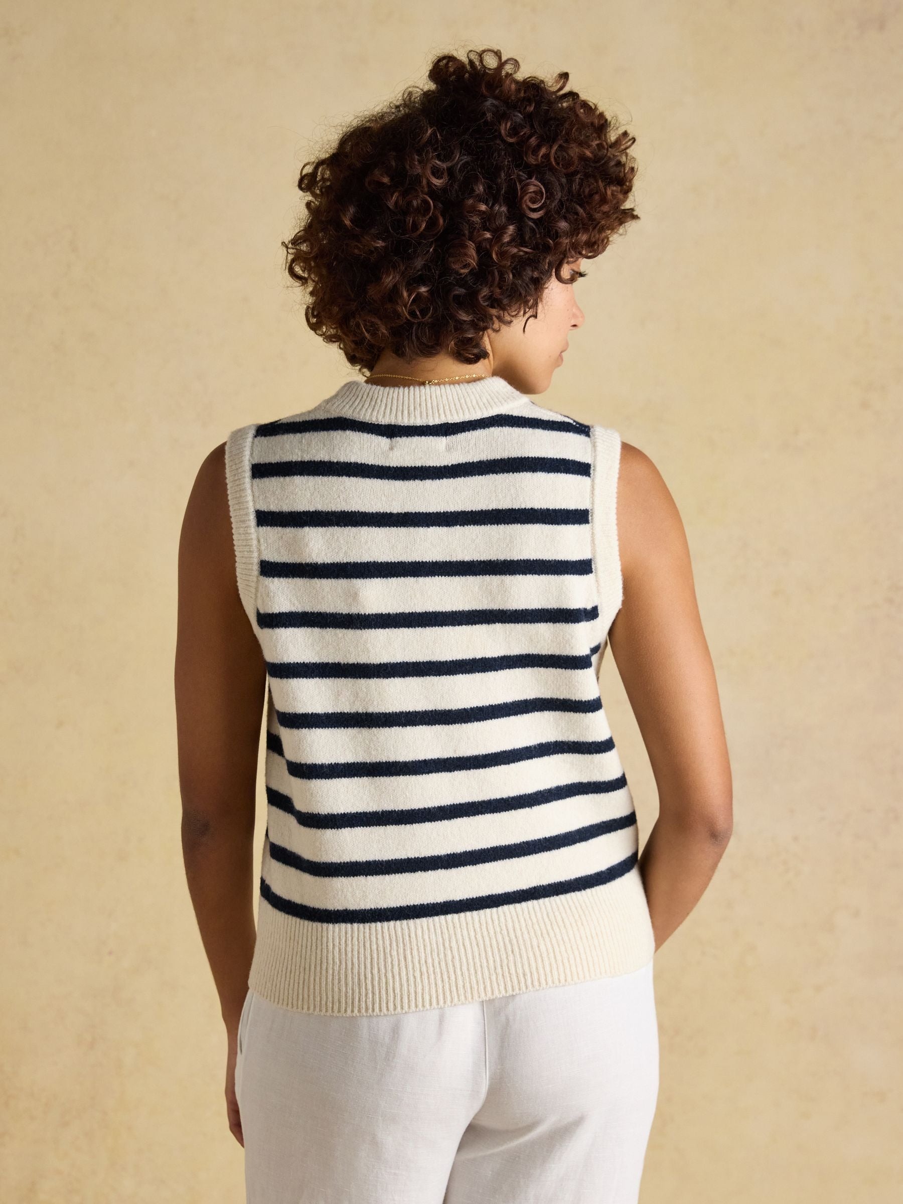 Holly Cream & Navy Striped Knitted Vest