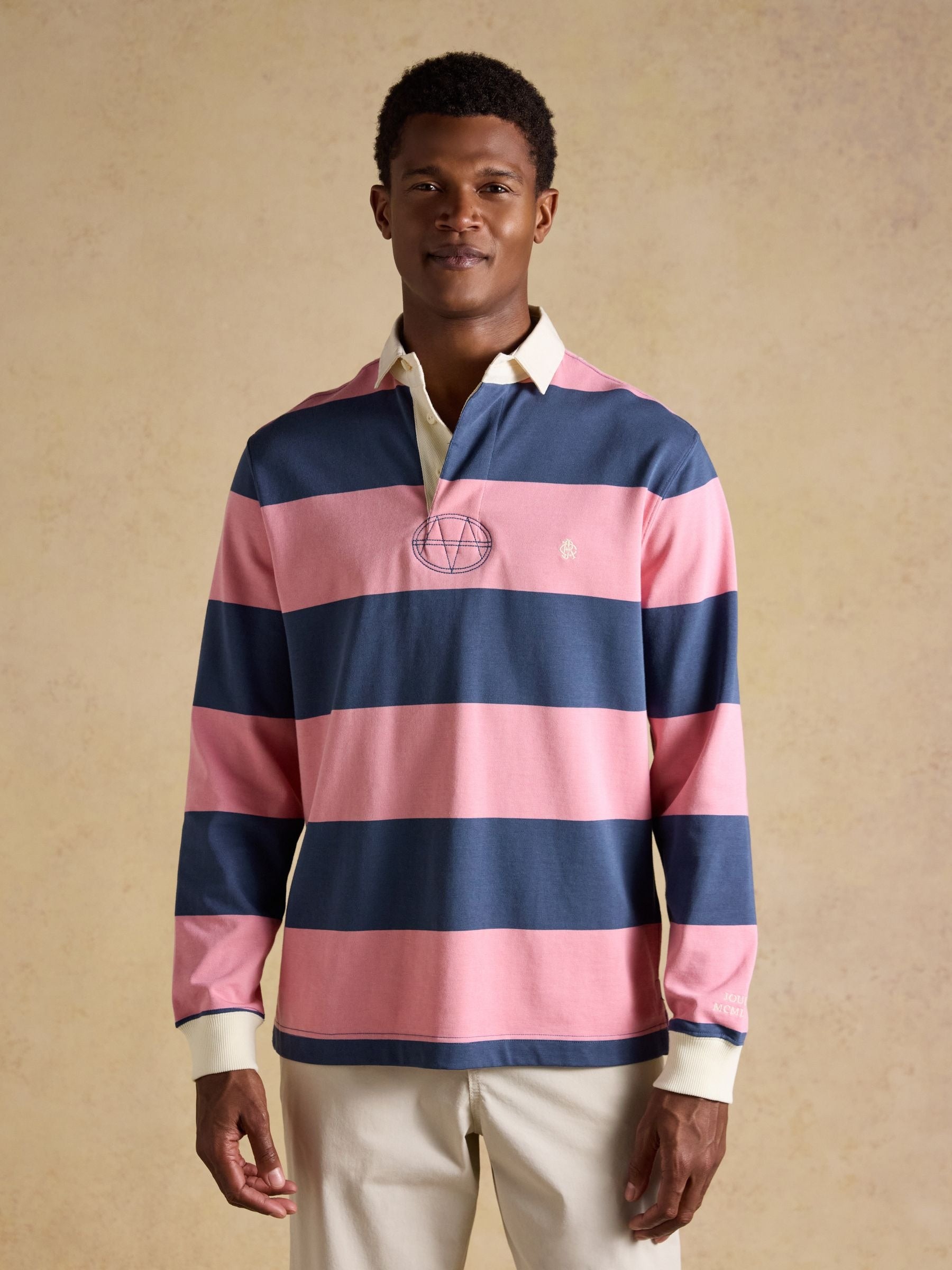 Pink/Blue Striped Long Sleeve Rugby Shirt