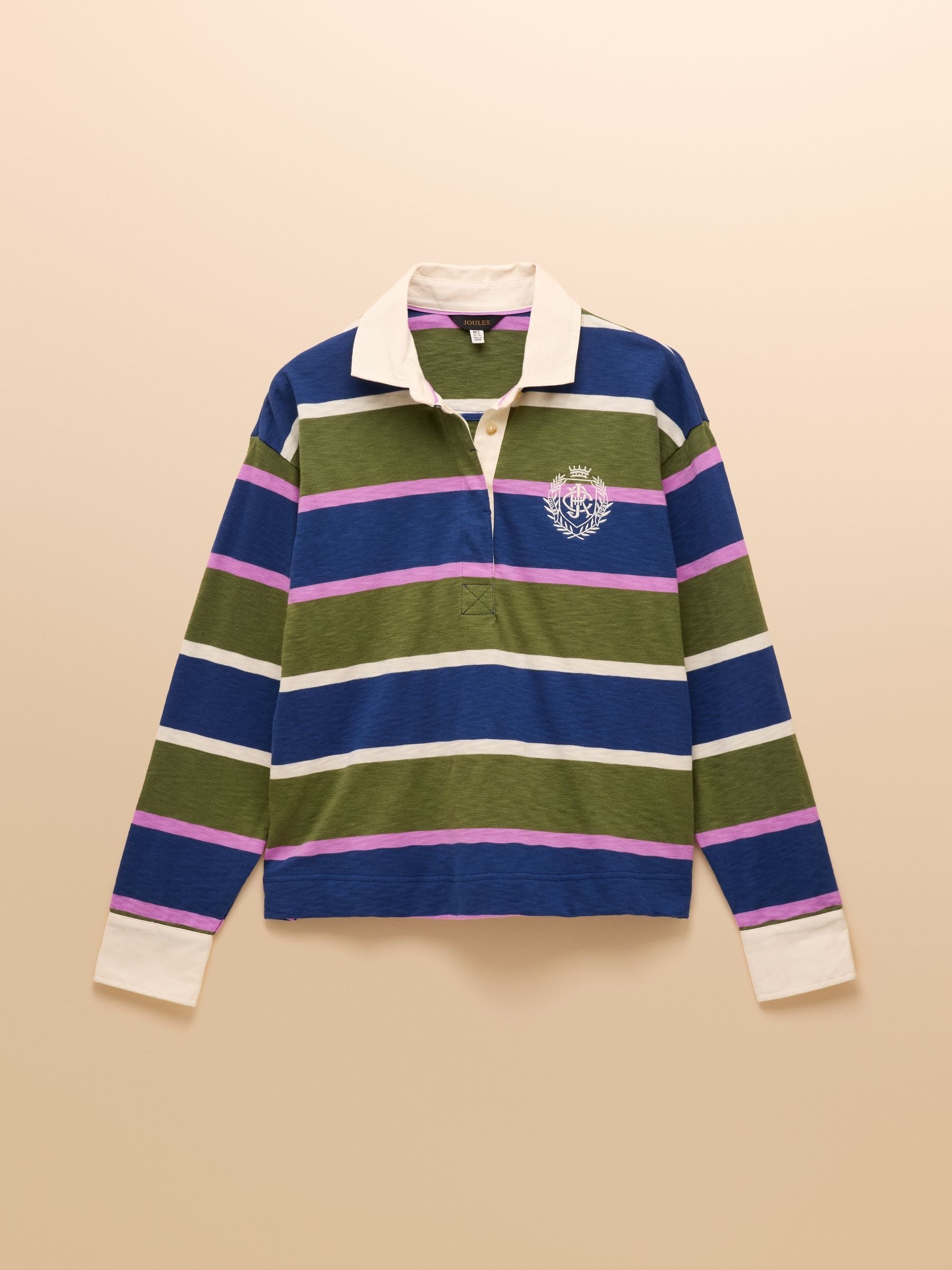 Lara Blue & Green Stripe Boxy Fit Rugby Shirt