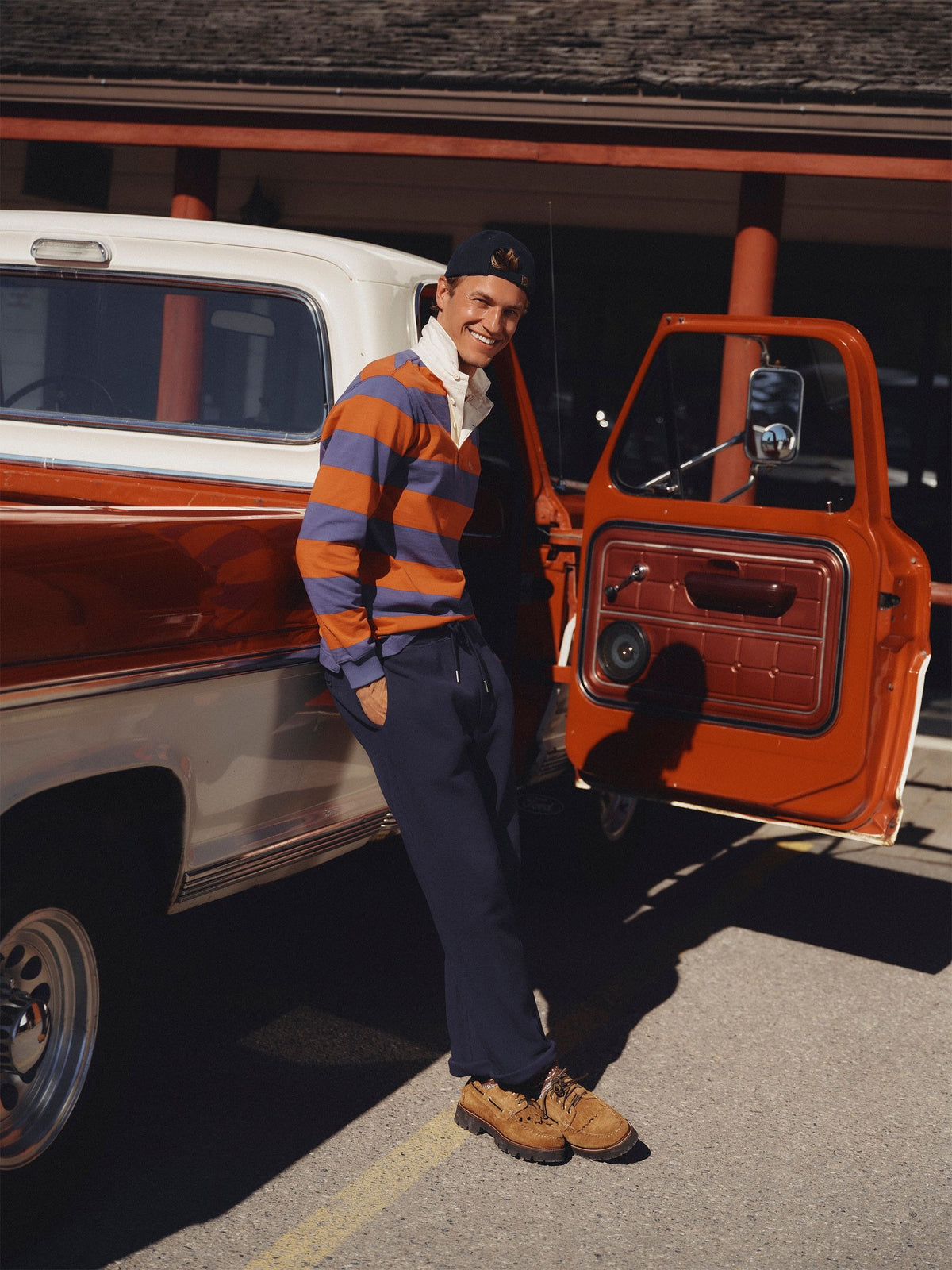 Rugby Club Blue & Orange Long Sleeve Striped Rugby Shirt
