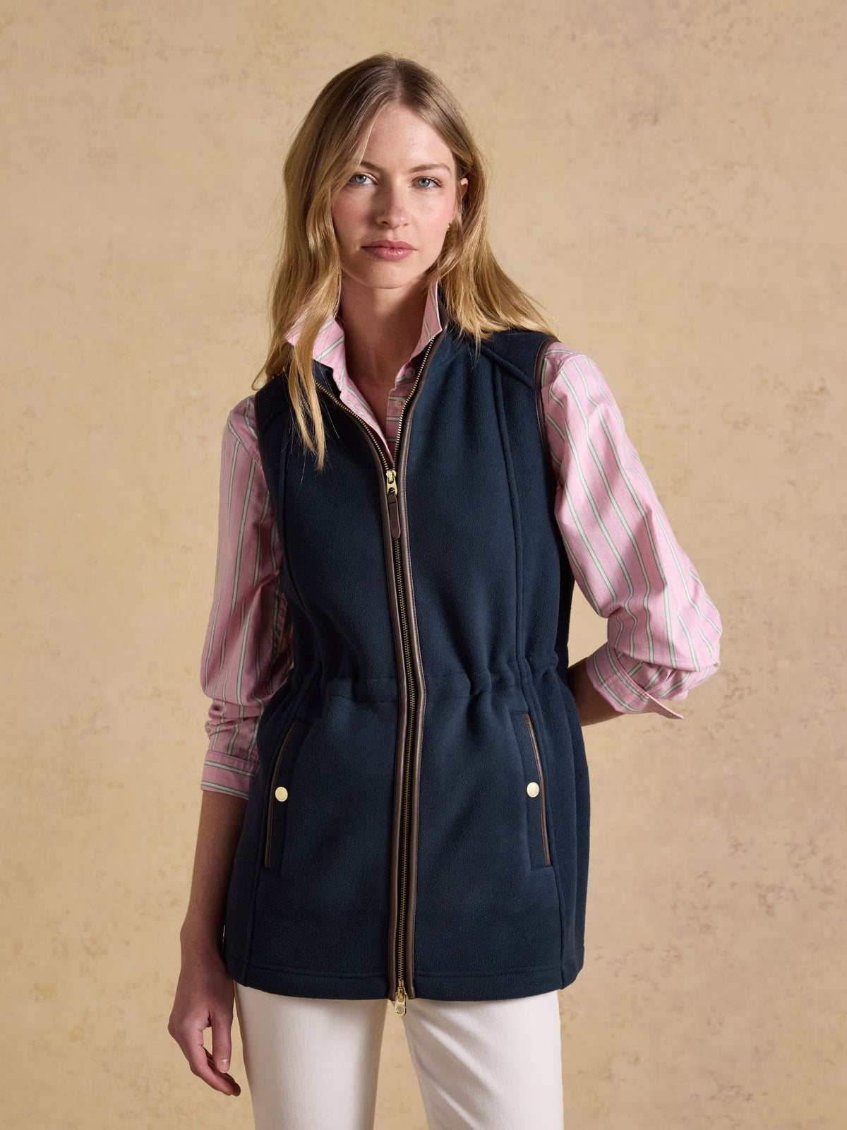 Heritage Navy Blue Longline Polar Fleece Gilet