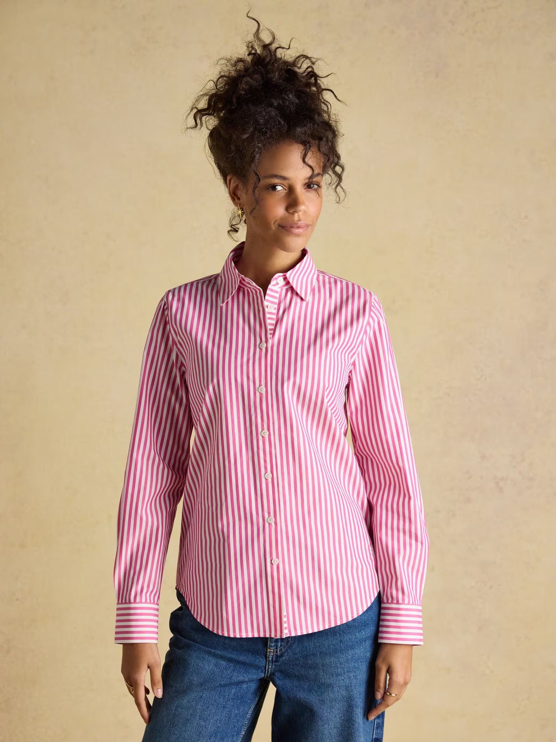 Classic Fit Pink Striped Poplin Shirt
