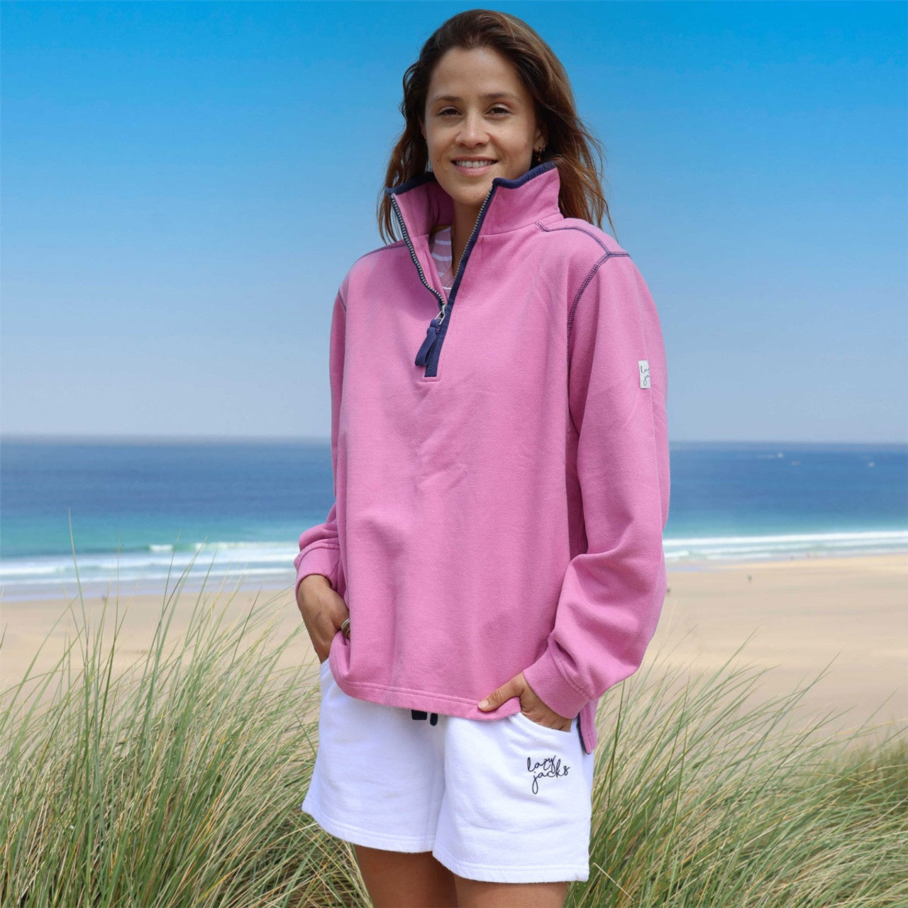 Supersoft 1/4 Zip Sweatshirt - Raspberry