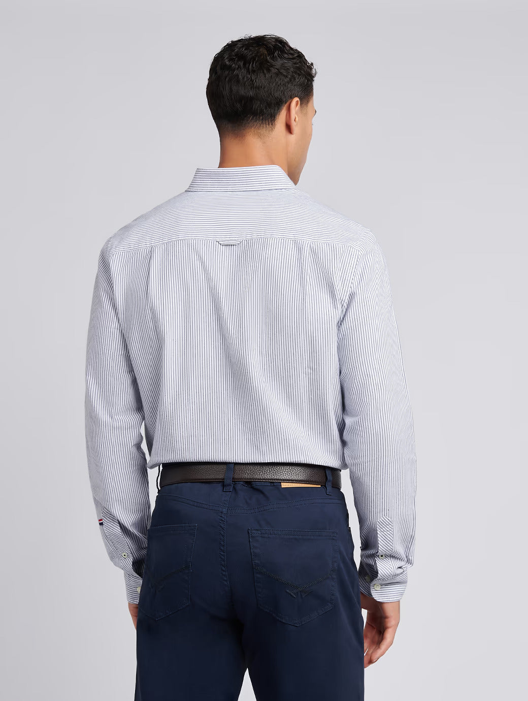 US Polo Assn Men's Oxford Stripe Long Sleeve Shirt Dark Sapphire Navy