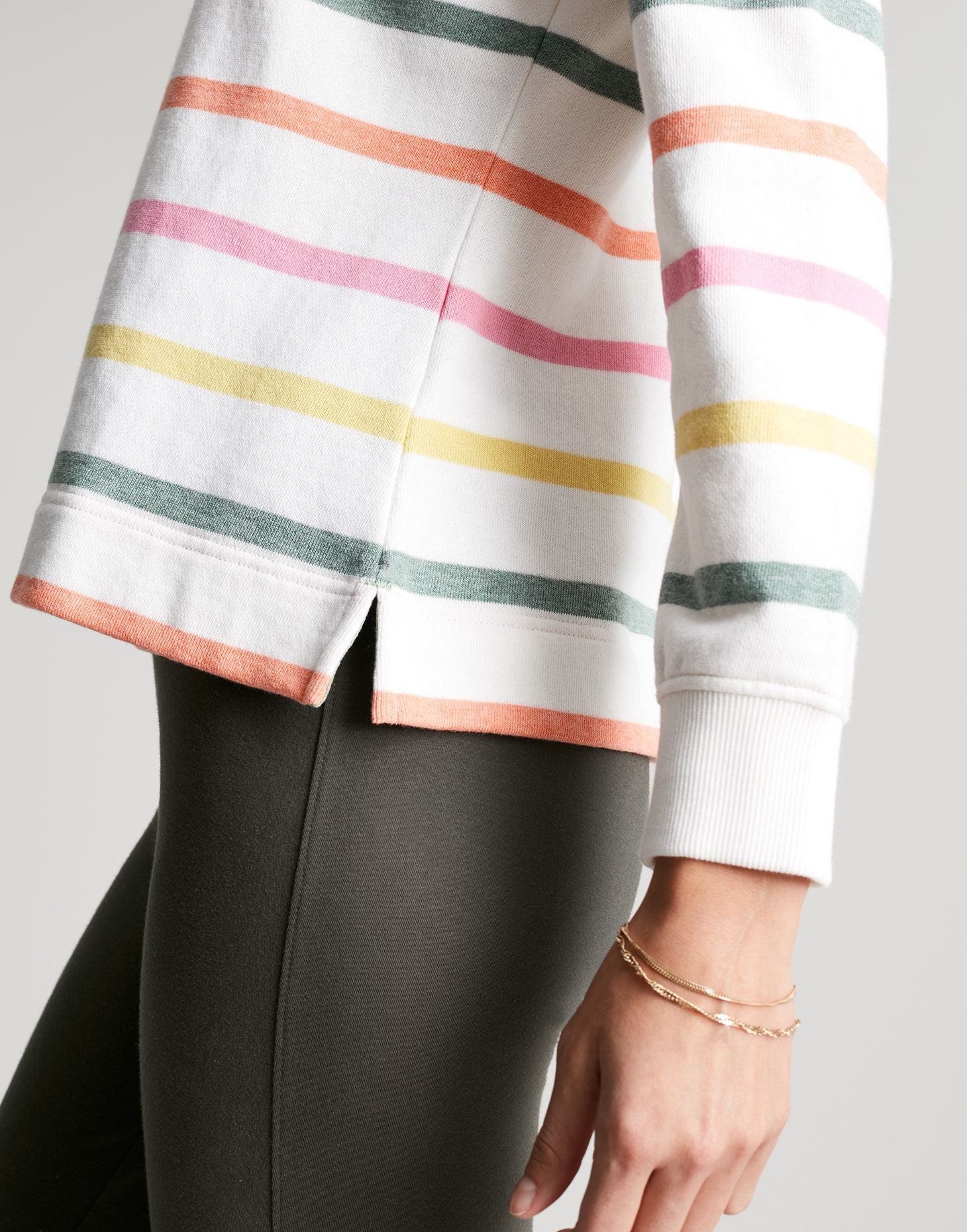 Women's Southwold Button Down Sweatshirt - Multi Cream Stripe