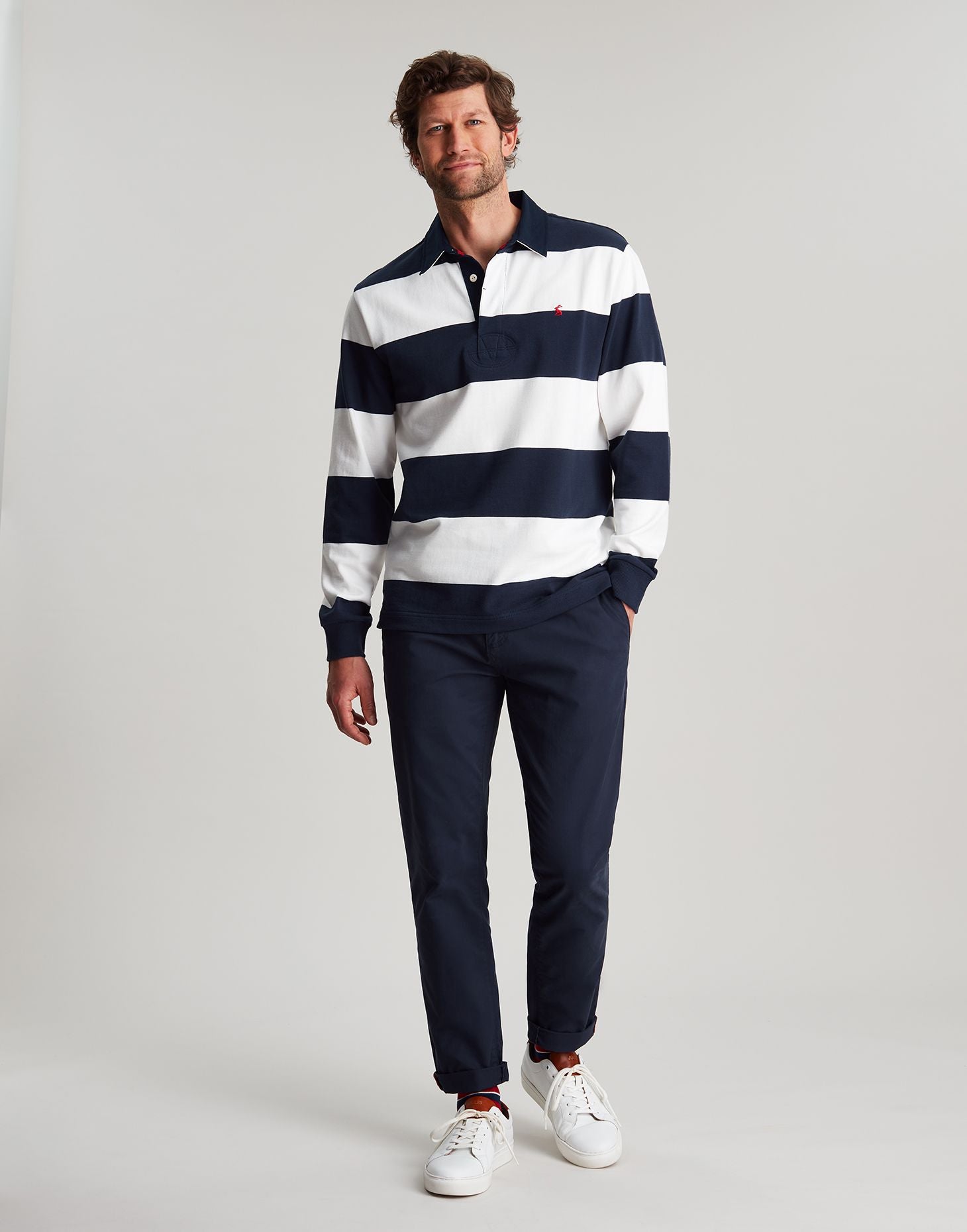 Men's Onside Rugby Shirt - NAVY CREAM STRIPE