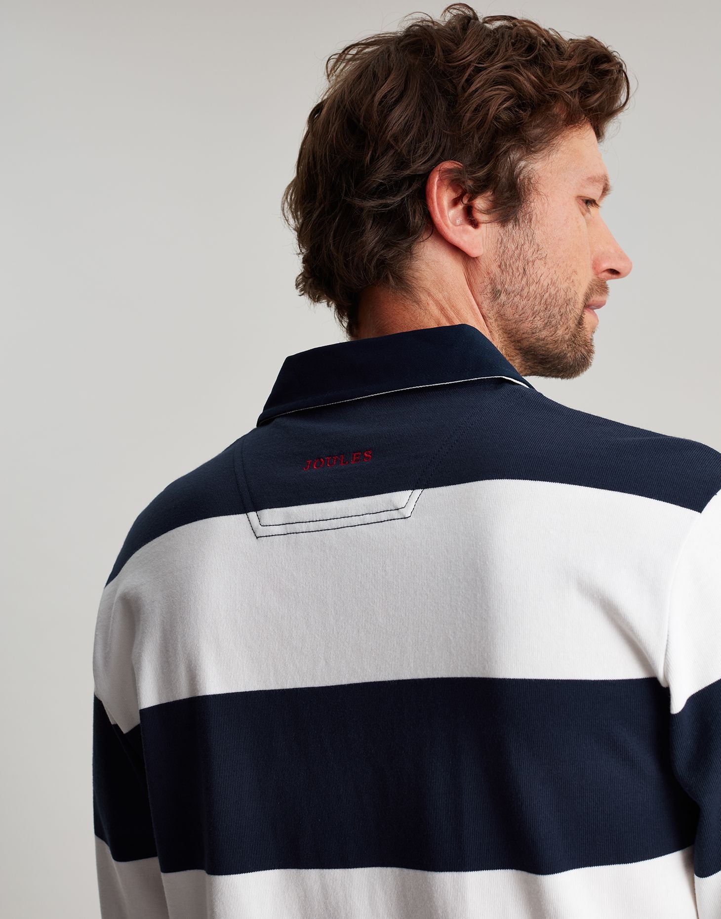 Men's Onside Rugby Shirt - NAVY CREAM STRIPE