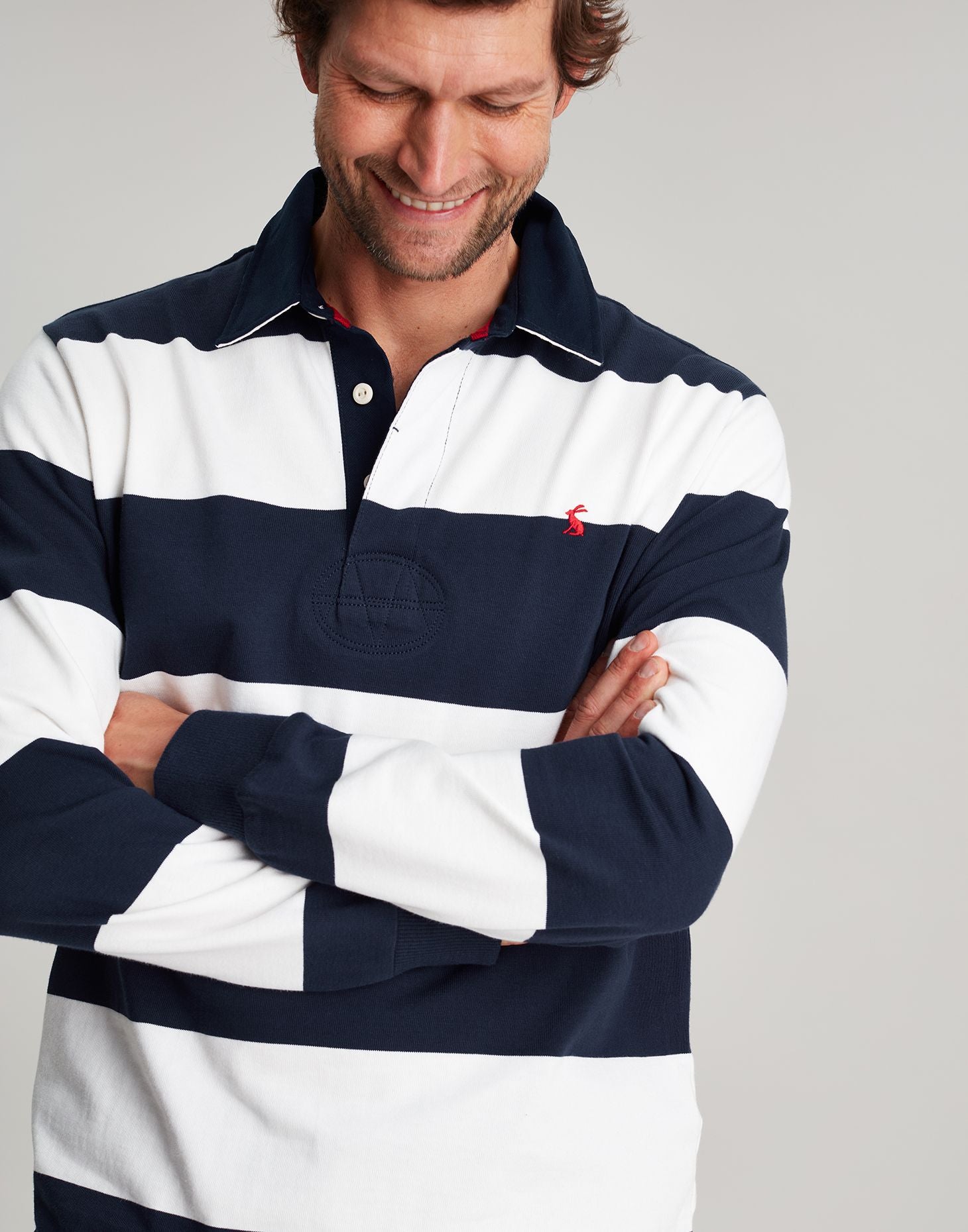Men's Onside Rugby Shirt - NAVY CREAM STRIPE