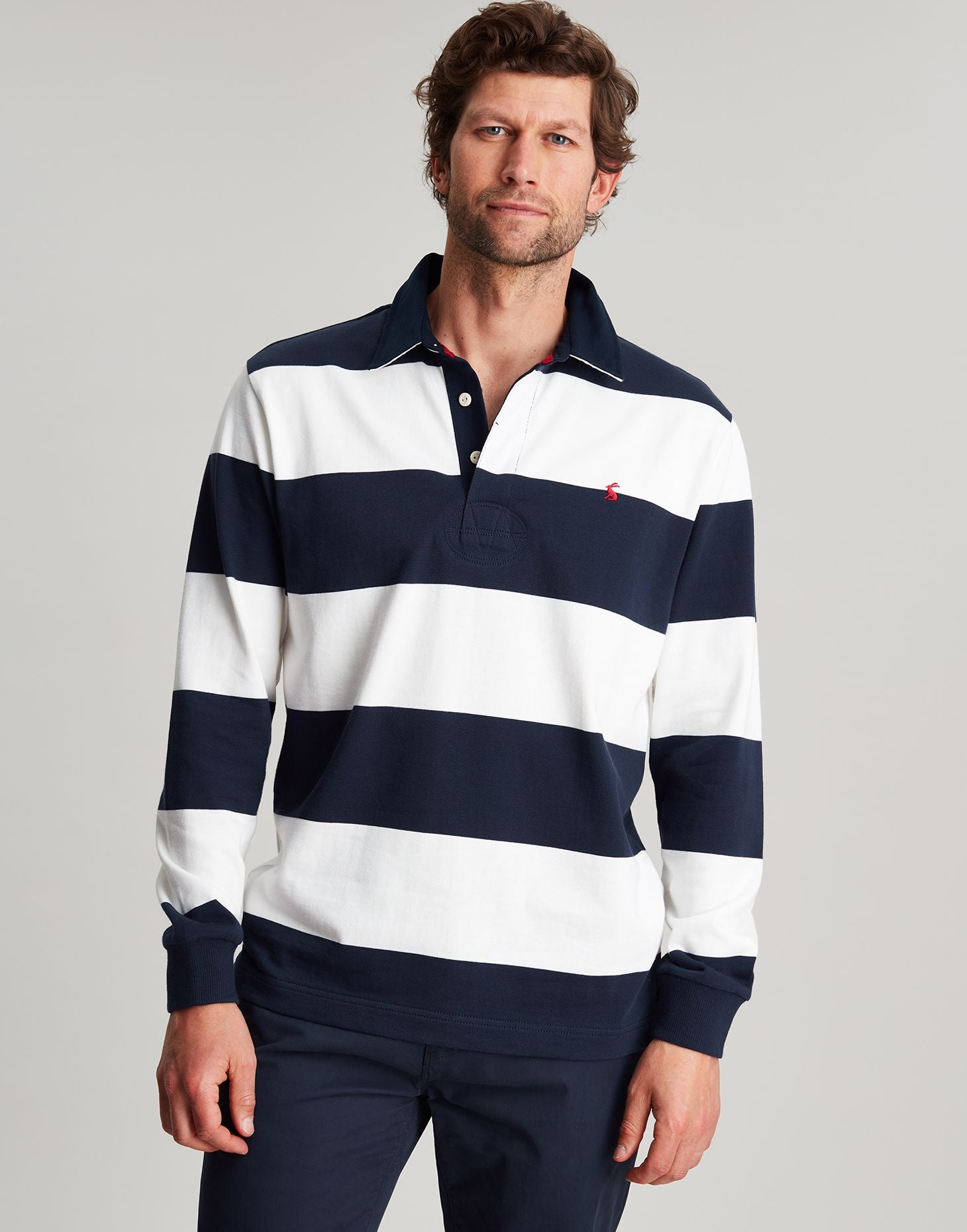 Men's Onside Rugby Shirt - NAVY CREAM STRIPE