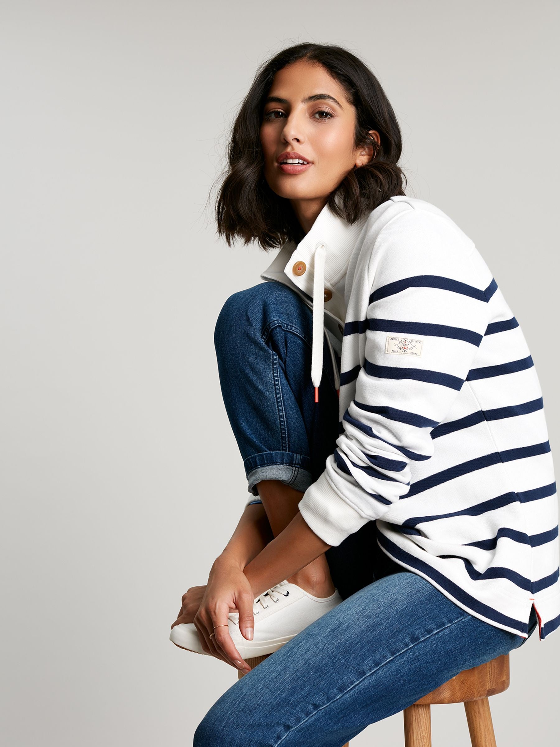 Southwold Sweatshirt - Navy Cream Stripe