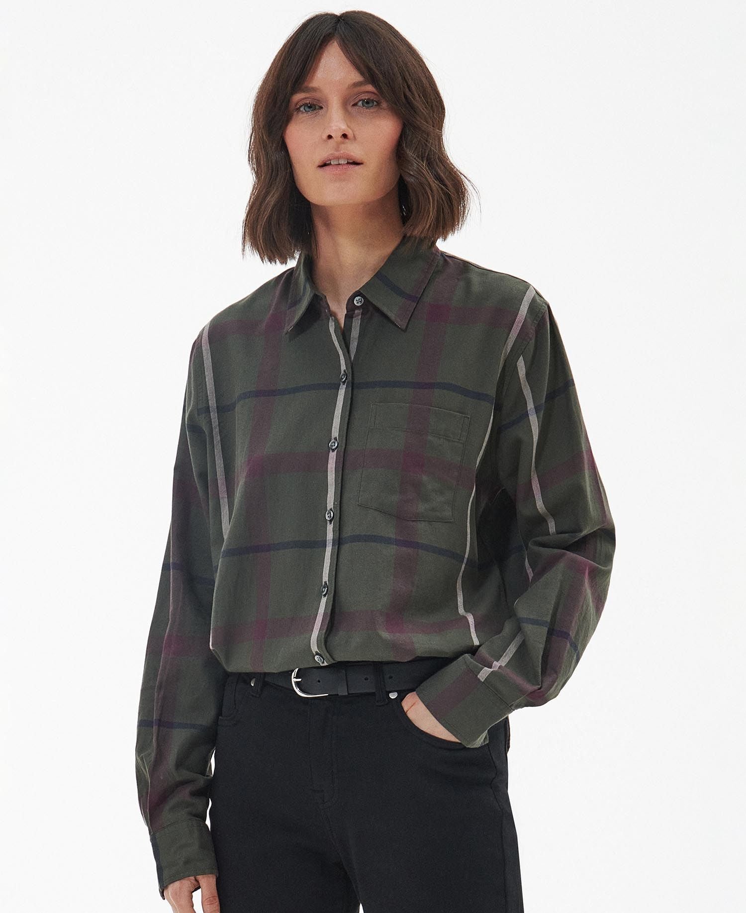 Oxer Check Shirt - Olive/Black Check