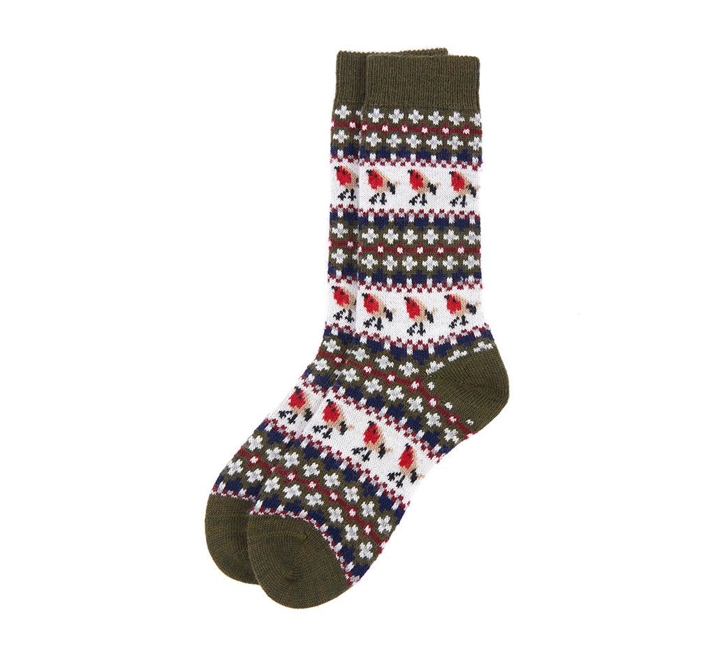 Robin Fairisle Socks - Olive/Navy